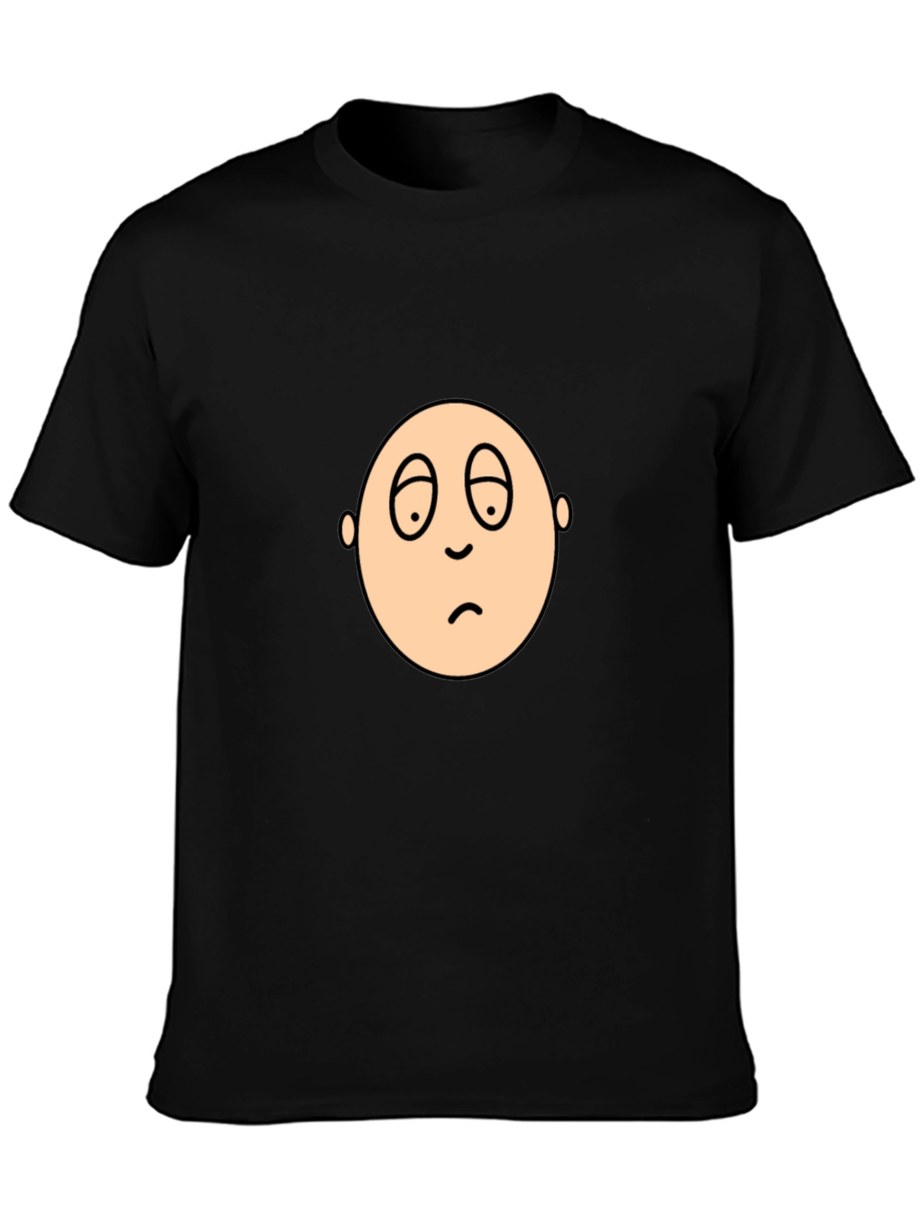 Black Sad Face Graphic Black T-Shirt view 3
