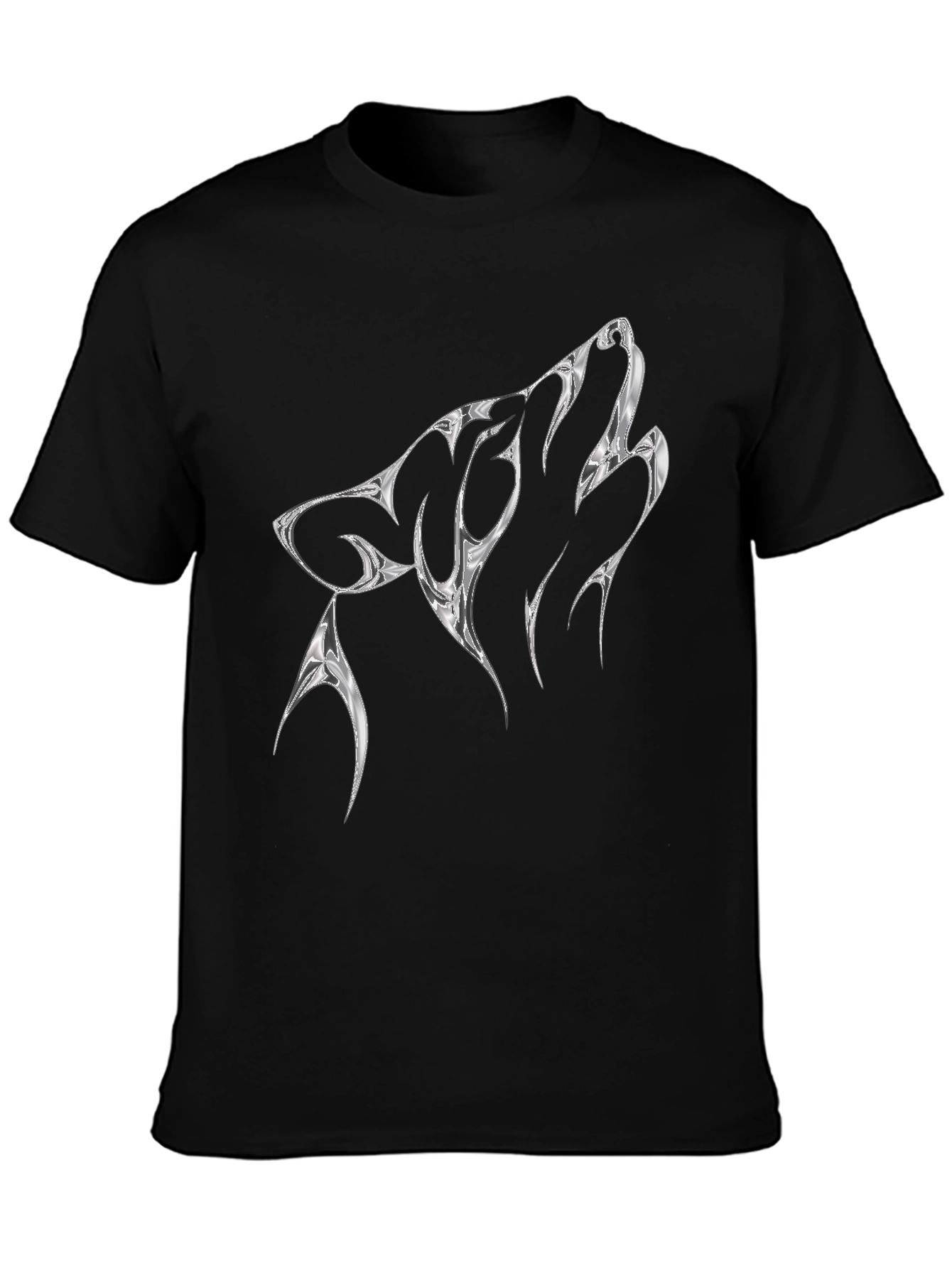 Black Wolf Graphic Print Black T-Shirt view 3