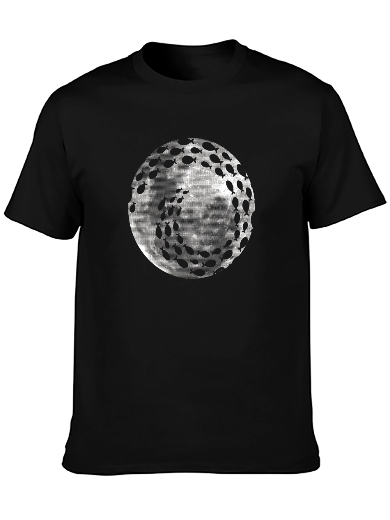 Black Fish Moon Graphic Tee - Unique Design view 3