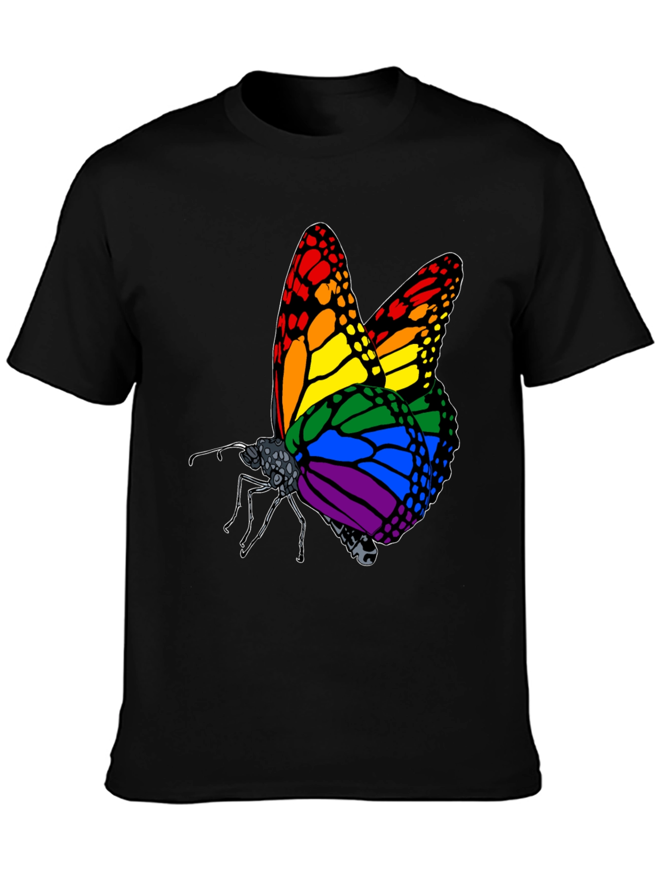 Black Rainbow Butterfly Graphic Tee view 3