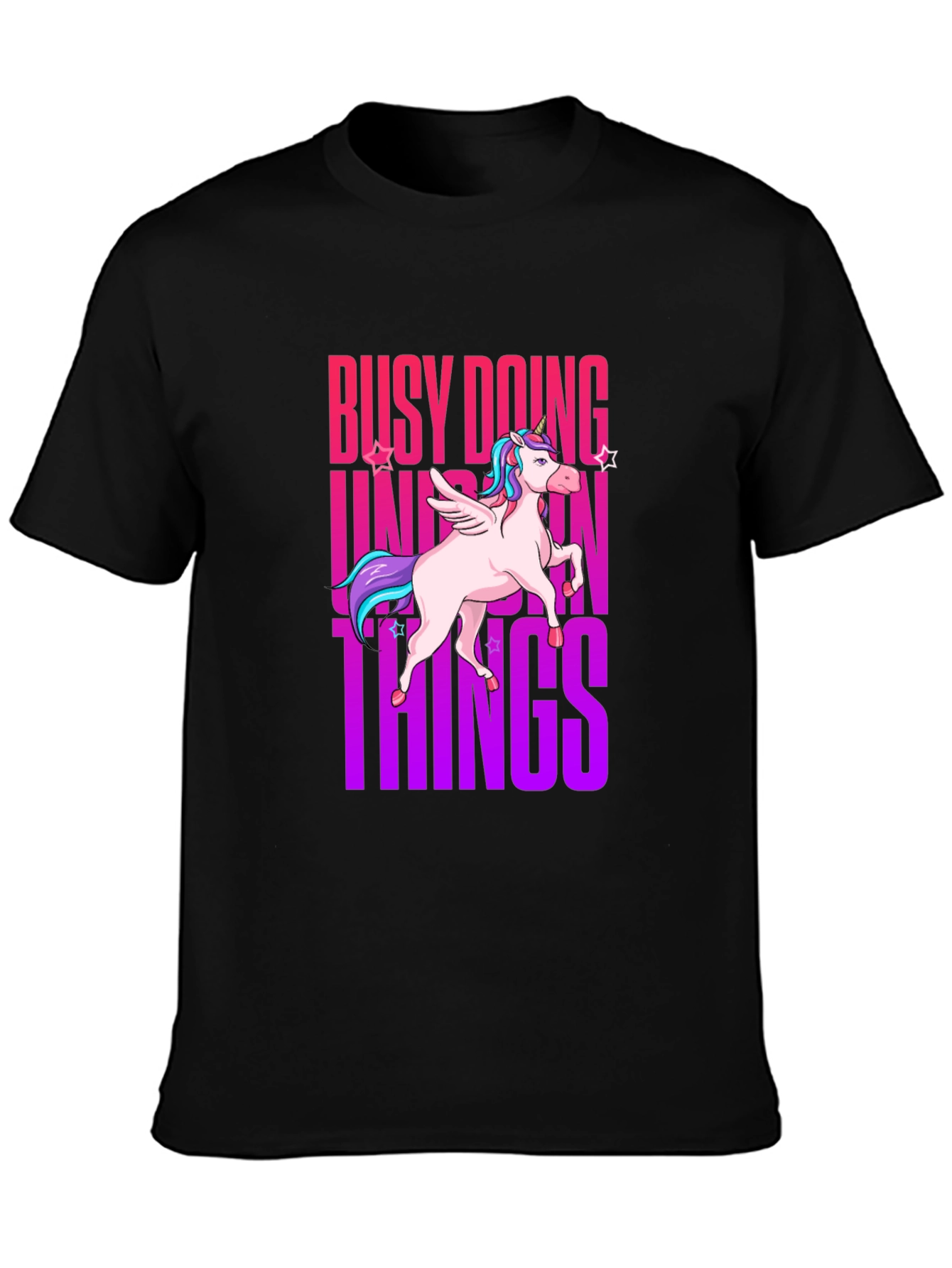 Black Busy Doing Unicorn Things Graphic Tee view 3