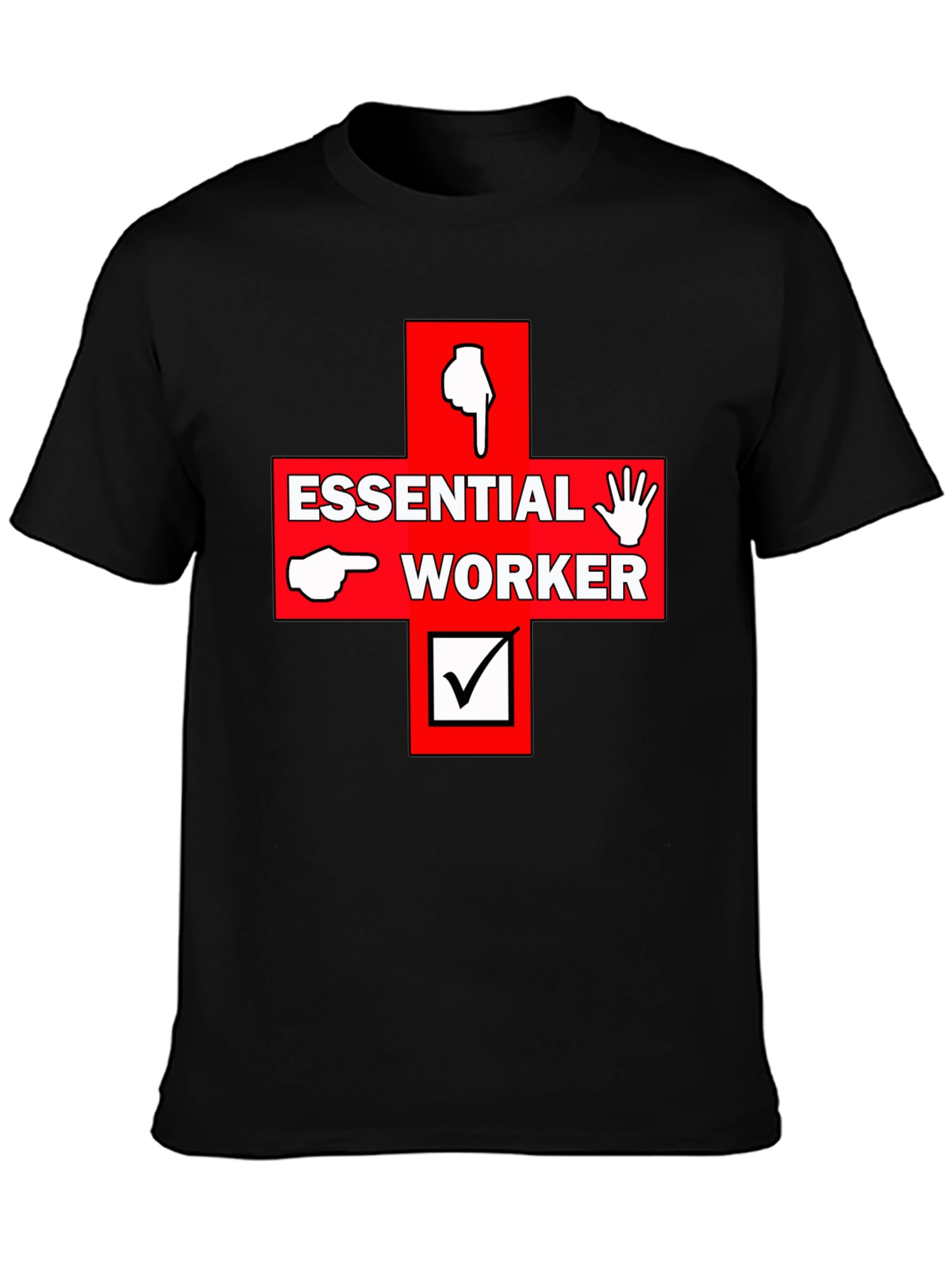 Black Essential Worker Graphic Print Tee view 3