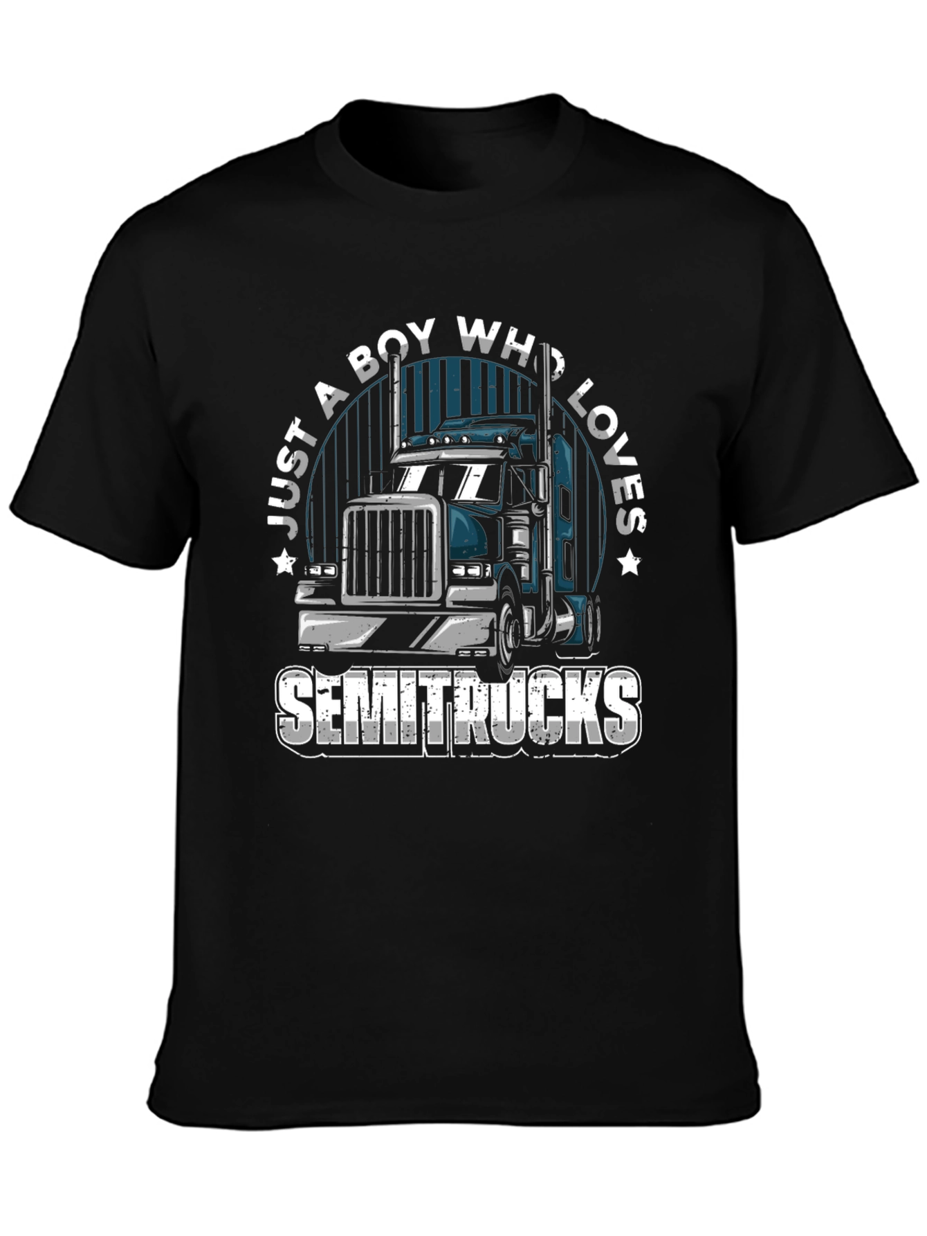 Black Boy Who Loves Semitrucks T-Shirt | Trucker Tee view 3