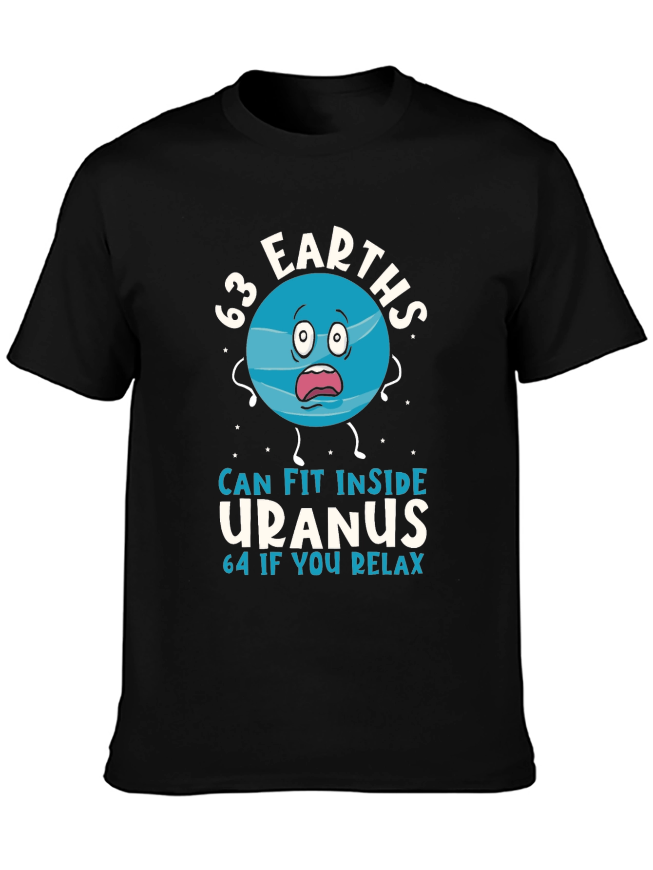 Black 63 Earths Uranus Funny Humor T-Shirt view 3