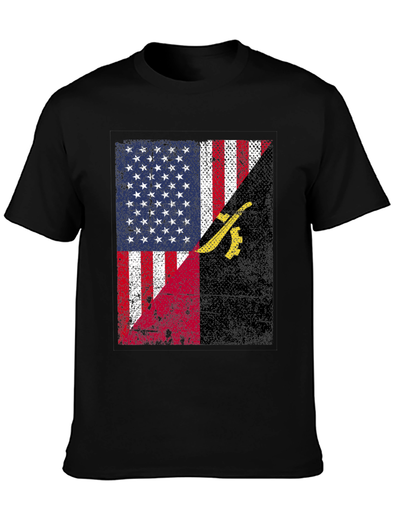 Black USA Angola Flag Graphic T-Shirt view 3