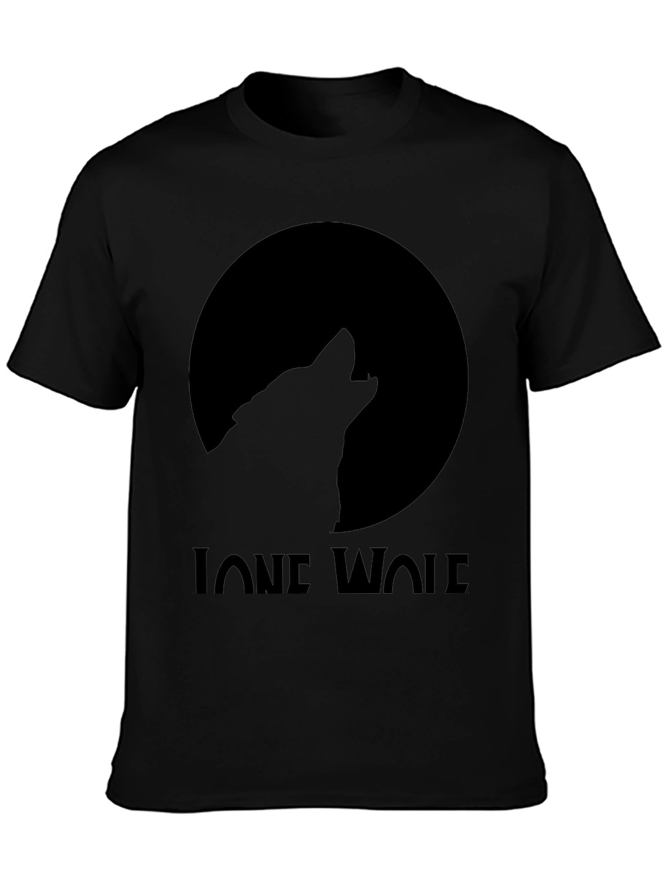 Black Lone Wolf Moon Graphic T-Shirt view 3