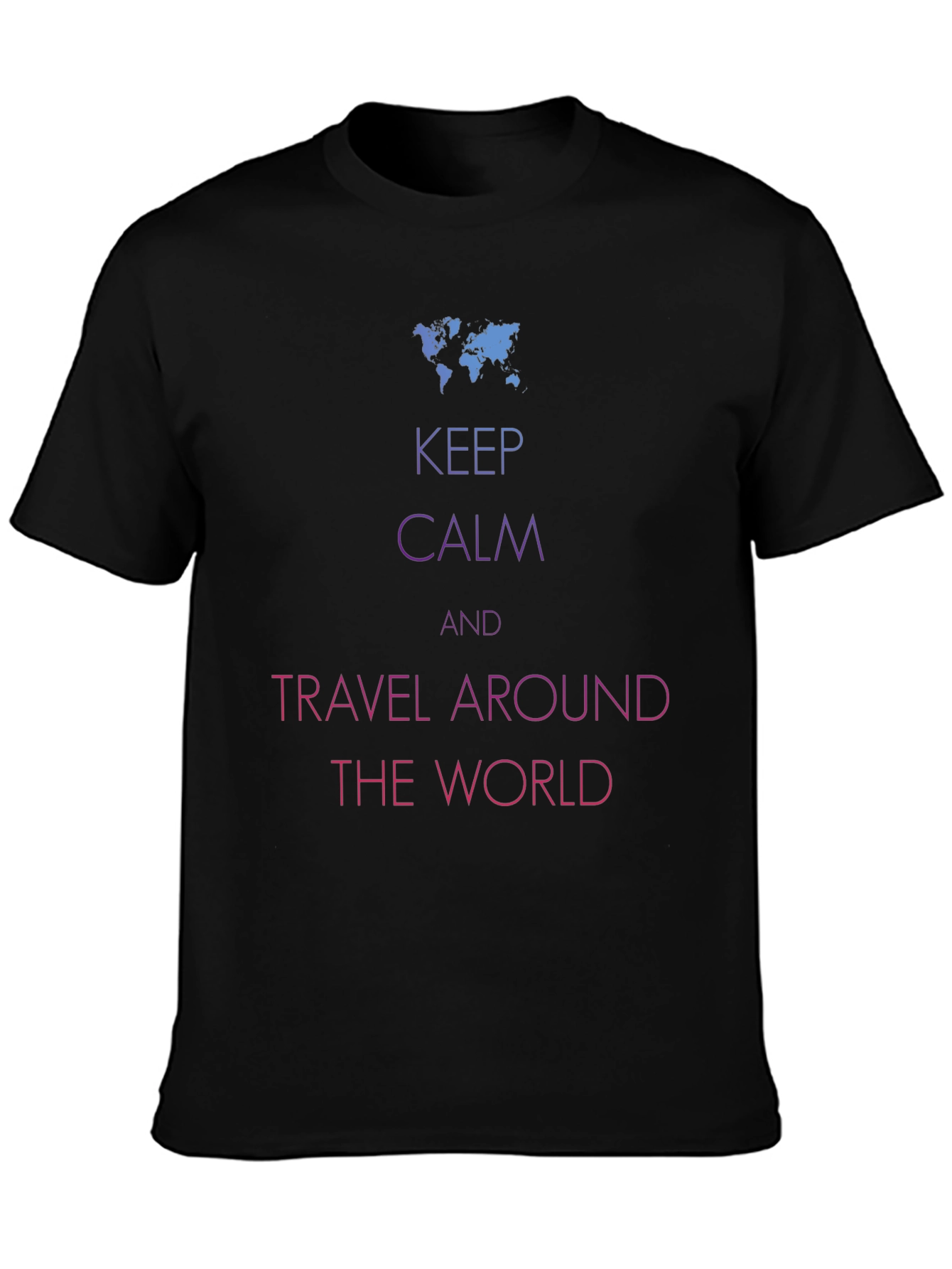 Black Keep Calm Travel World Graphic Tee - Soft Cotton Blend view 3