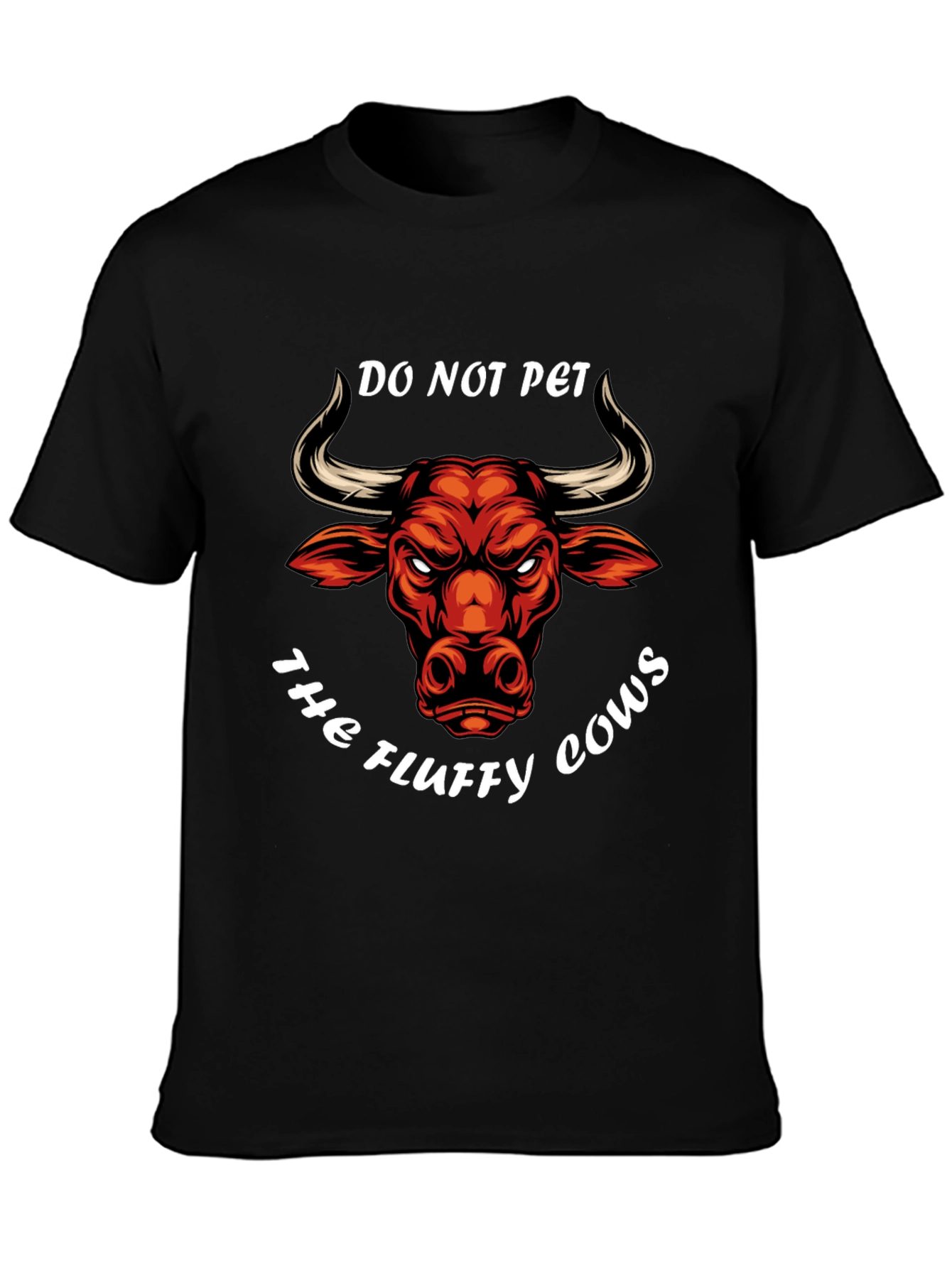 Black Do Not Pet the Fluffy Cows T-Shirt view 3