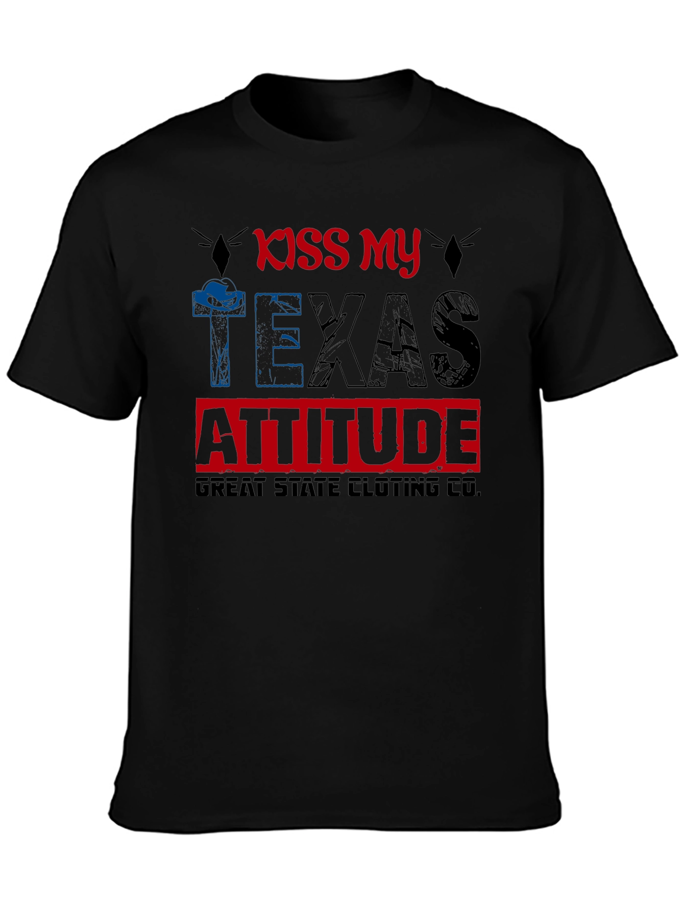 Black Kiss My Texas Attitude Graphic T-Shirt view 3