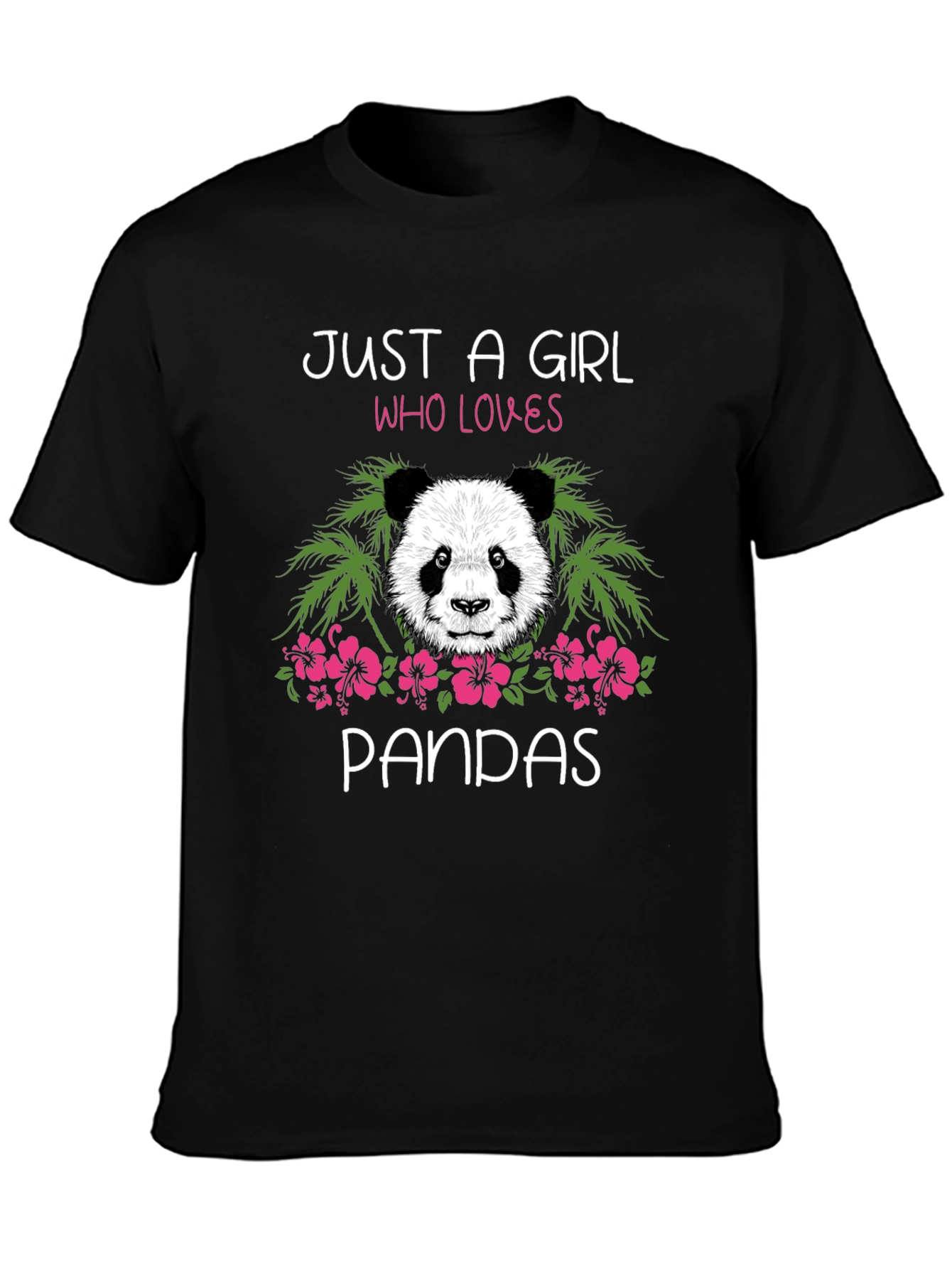 Black Just a Girl Who Loves Pandas Graphic Tee view 3