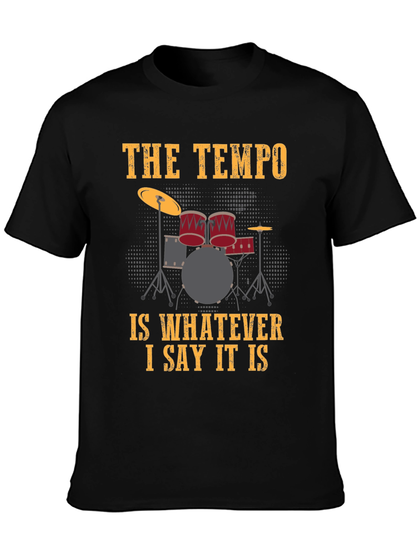 Black Drummer's Tempo T-Shirt - Funny Music Tee view 3