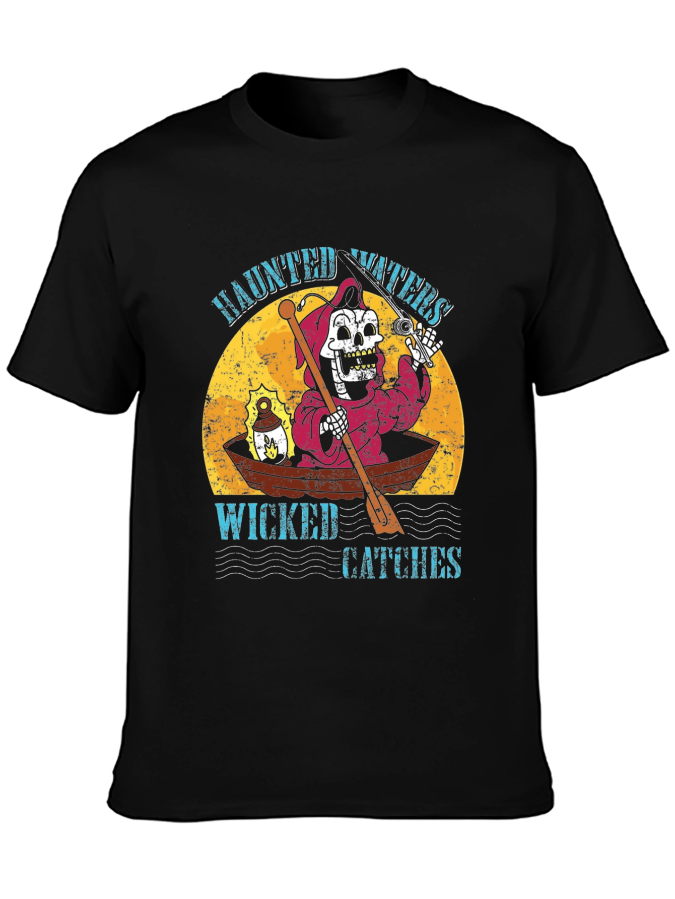Black Haunted Waters Graphic T-Shirt view 3
