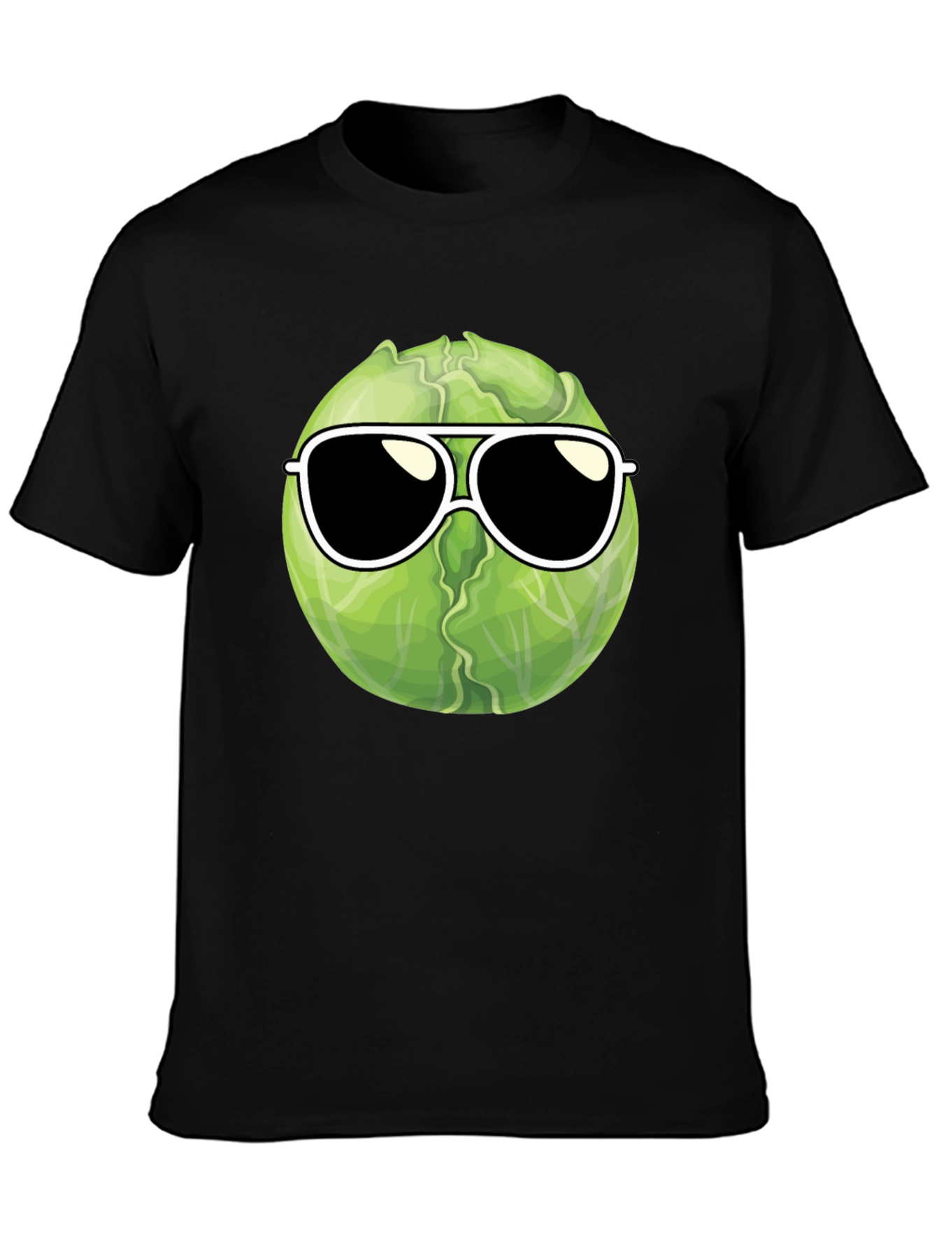 Black Cool Cabbage T-Shirt - Sunglasses Design view 3