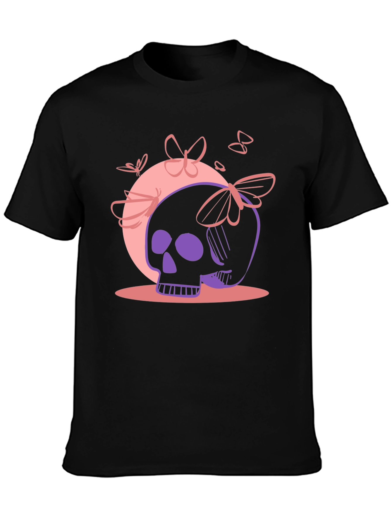 Black Skull & Butterfly Graphic Tee - Black view 3