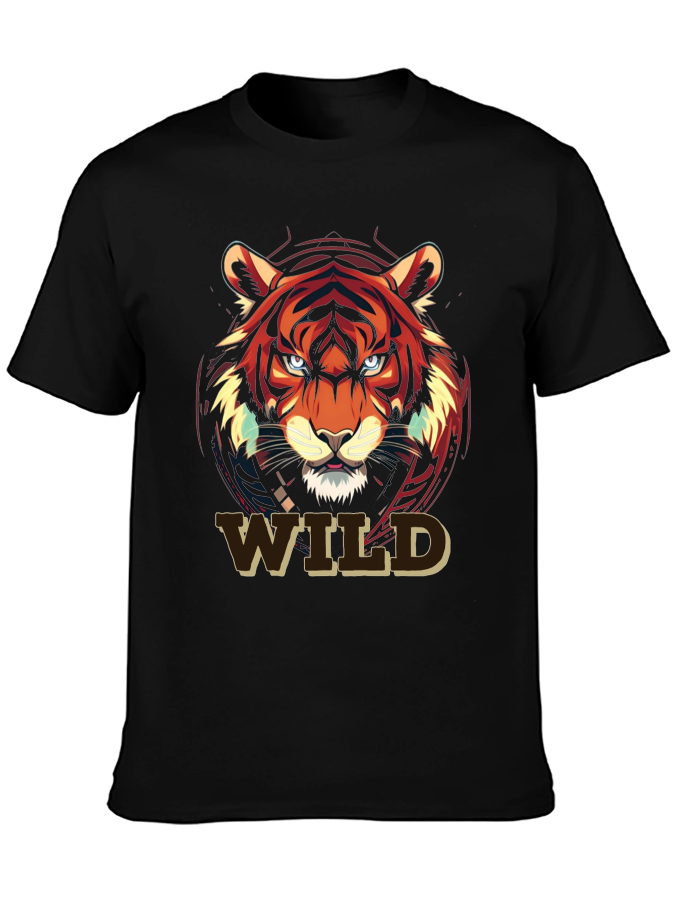 Black Wild Tiger Graphic Print T-Shirt view 3