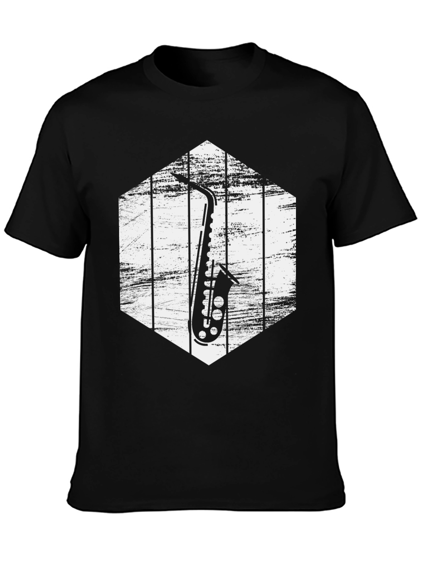 Black Saxophone Graphic Tee - Music Lover Shirt view 3
