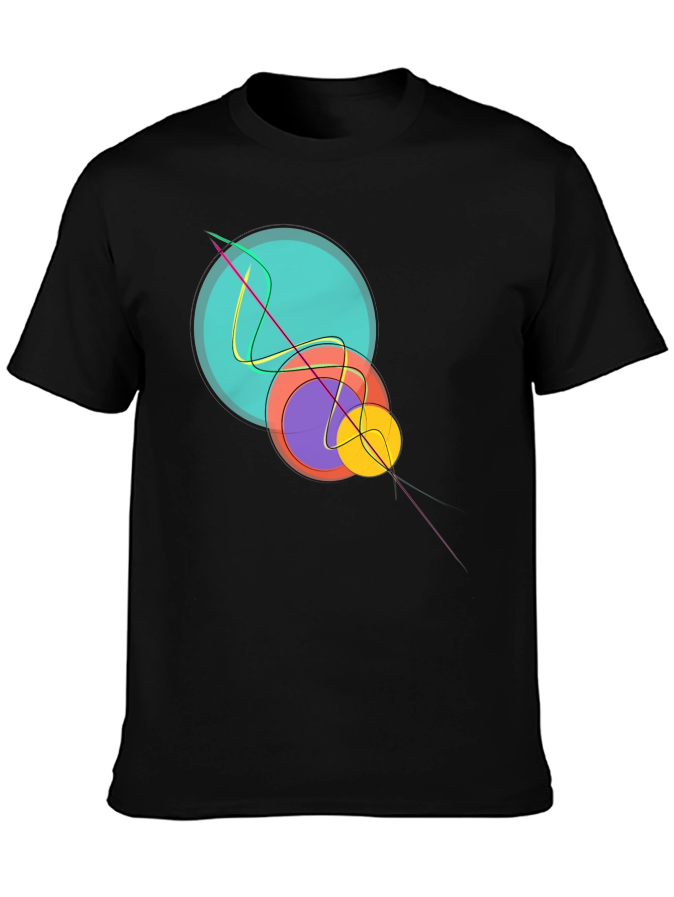 Black Abstract Graphic Print Black T-Shirt view 3