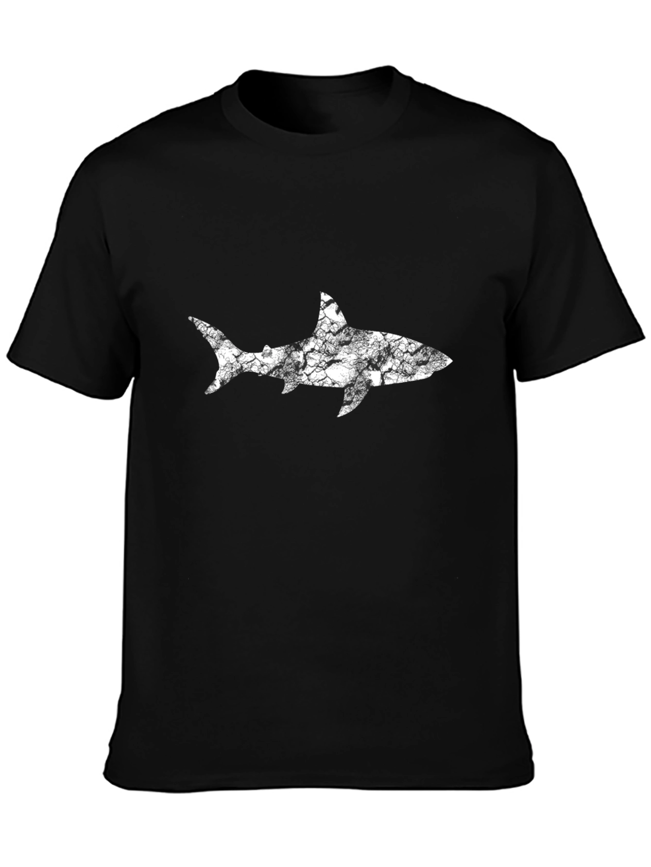 Black Men's Shark Graphic T-Shirt - Distressed Style view 3