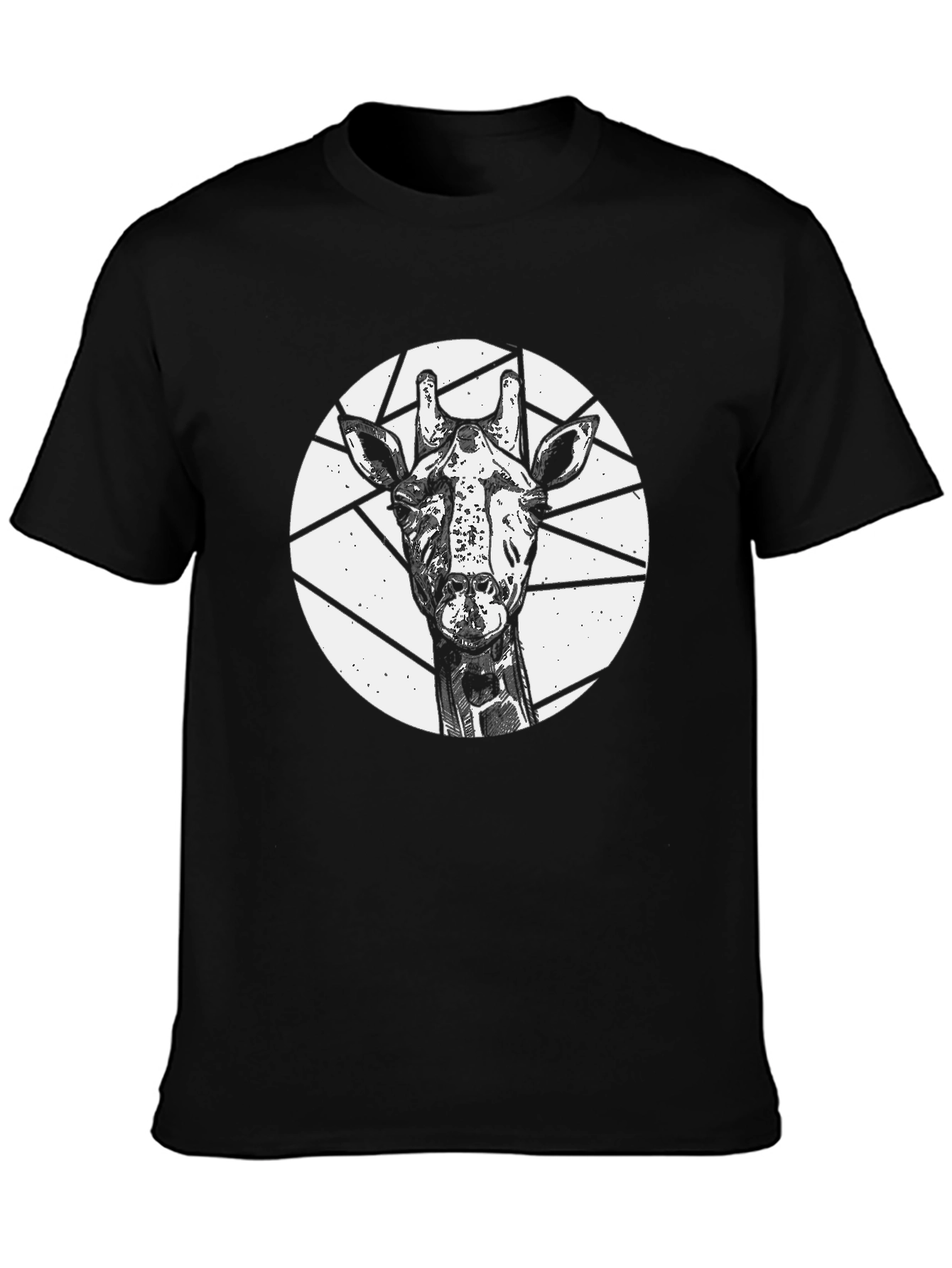 Black Giraffe Graphic Tee - Black Crew Neck Short Sleeve view 3