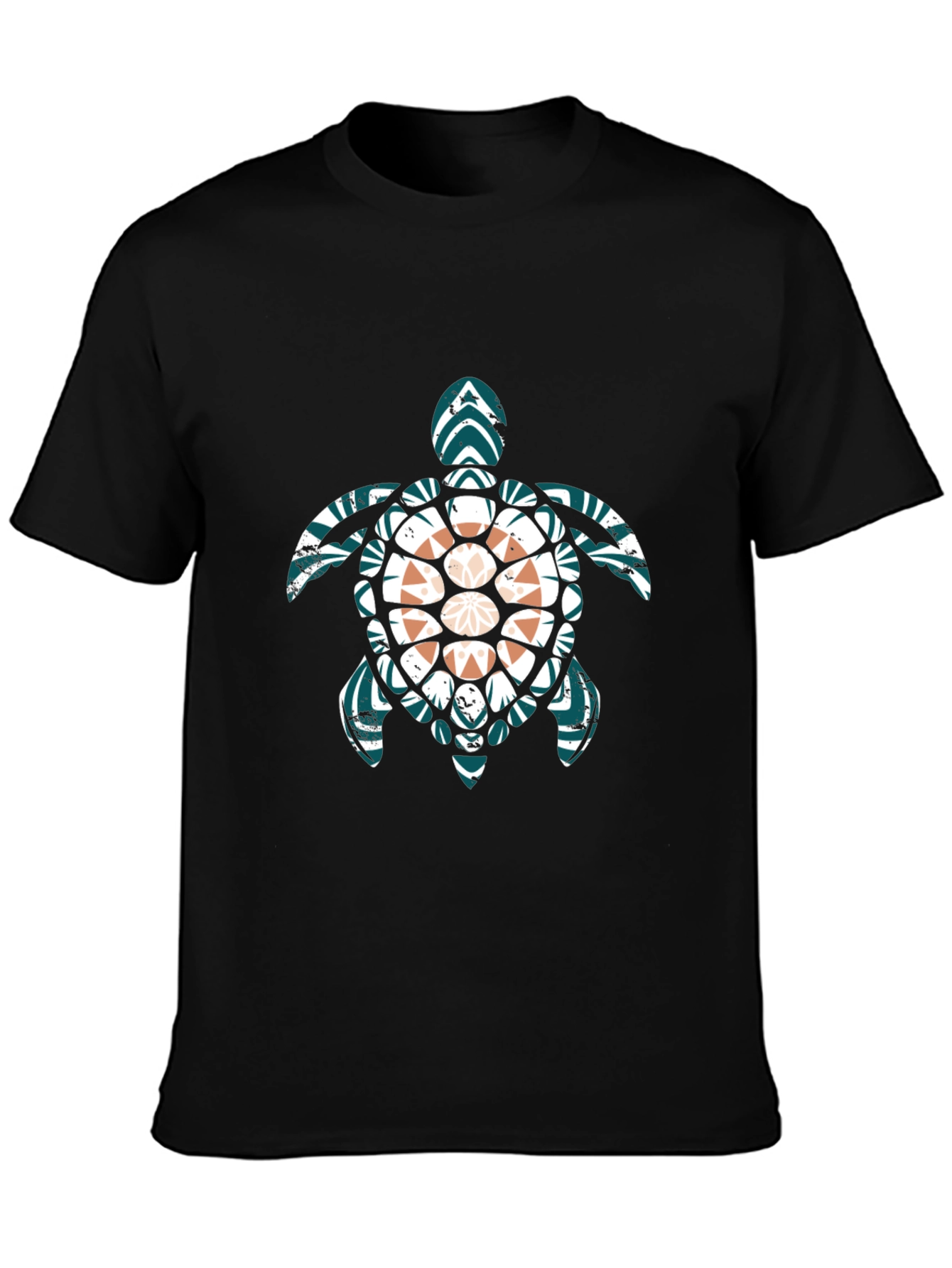 Black Turtle Graphic Tee - Black Cotton Blend Casual T-Shirt view 3