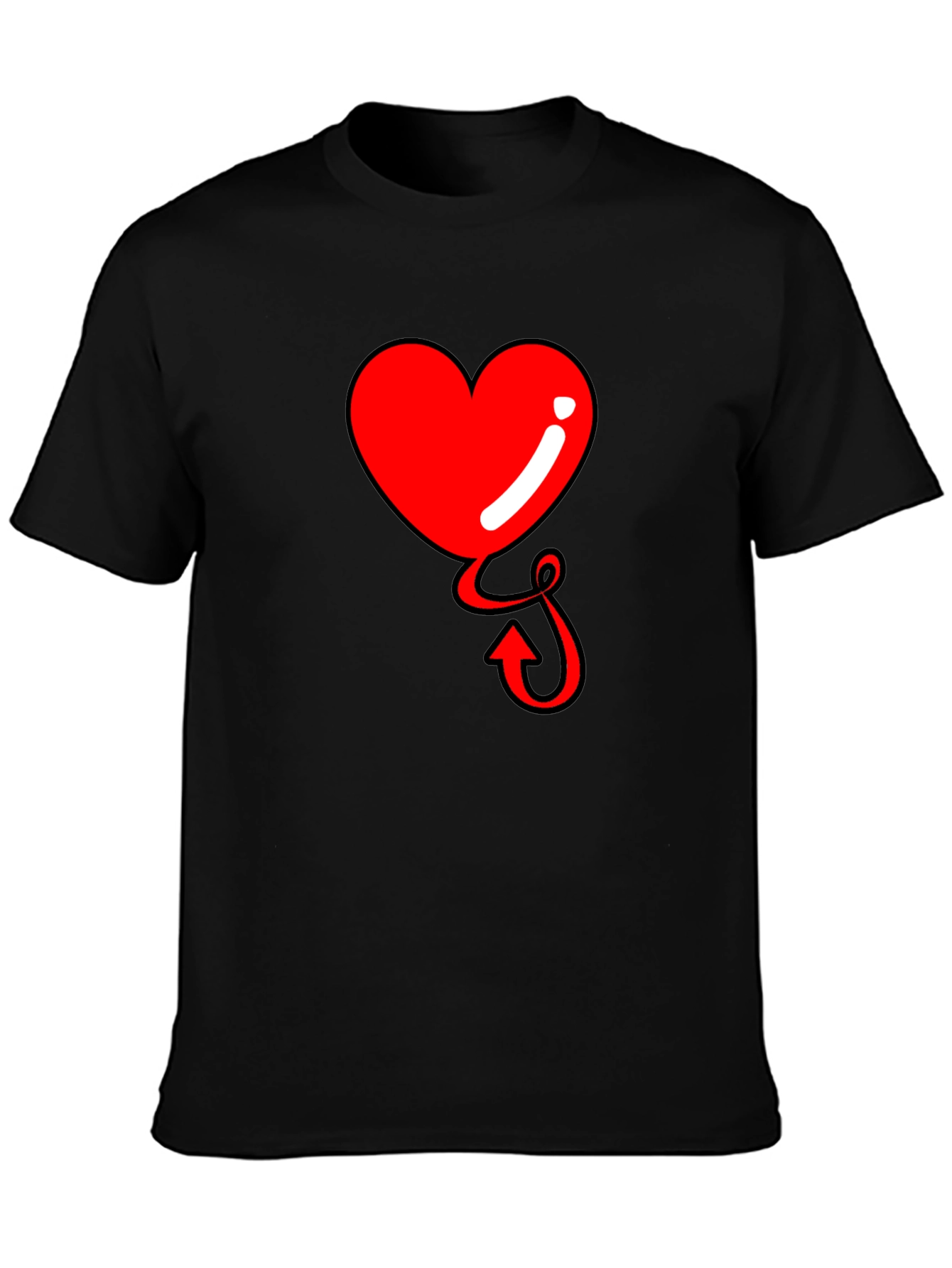Black Heart Devil Tail Tee - Men's Black T-Shirt view 3