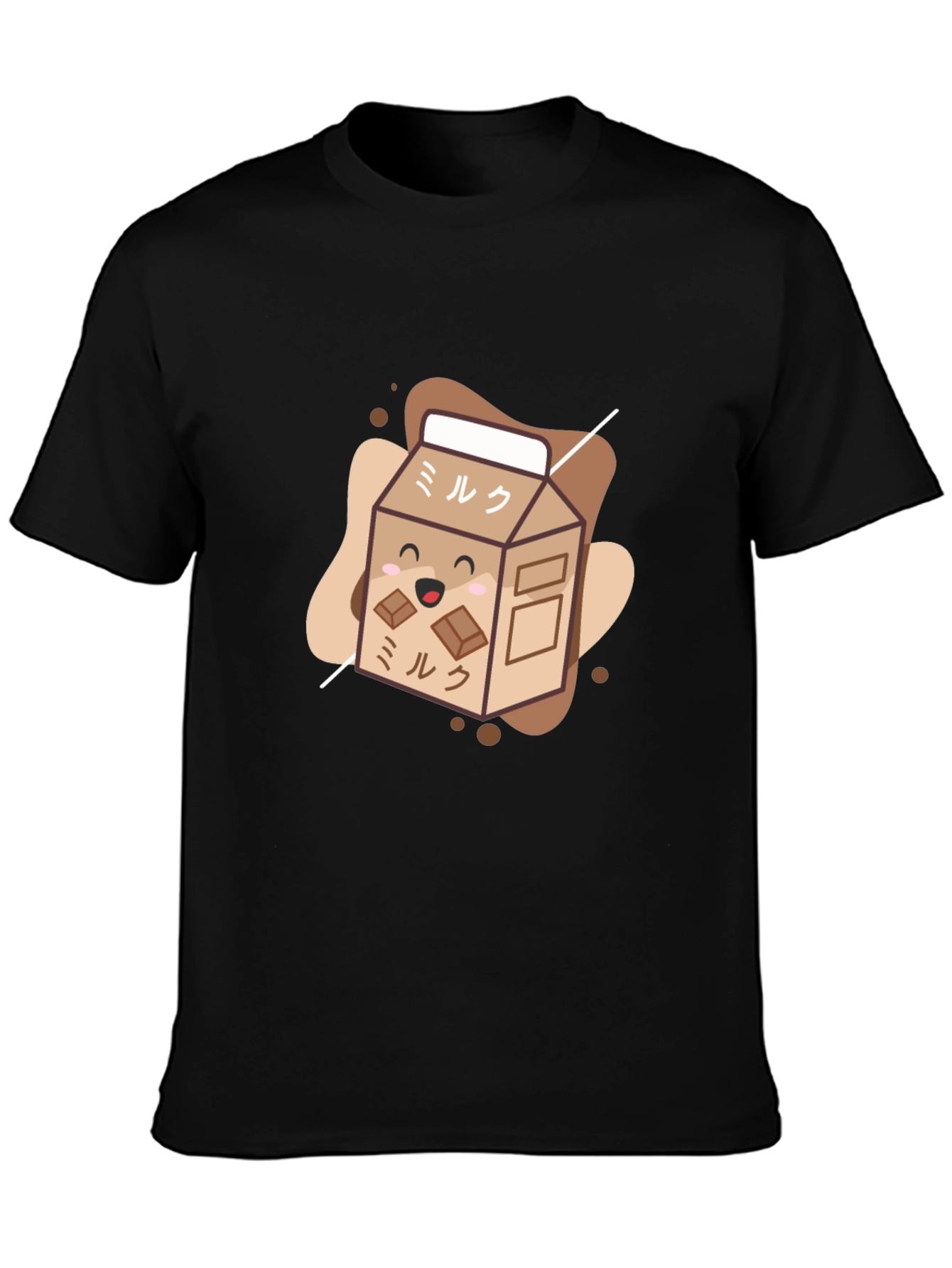 Black Kawaii Chocolate Milk Carton T-Shirt view 3