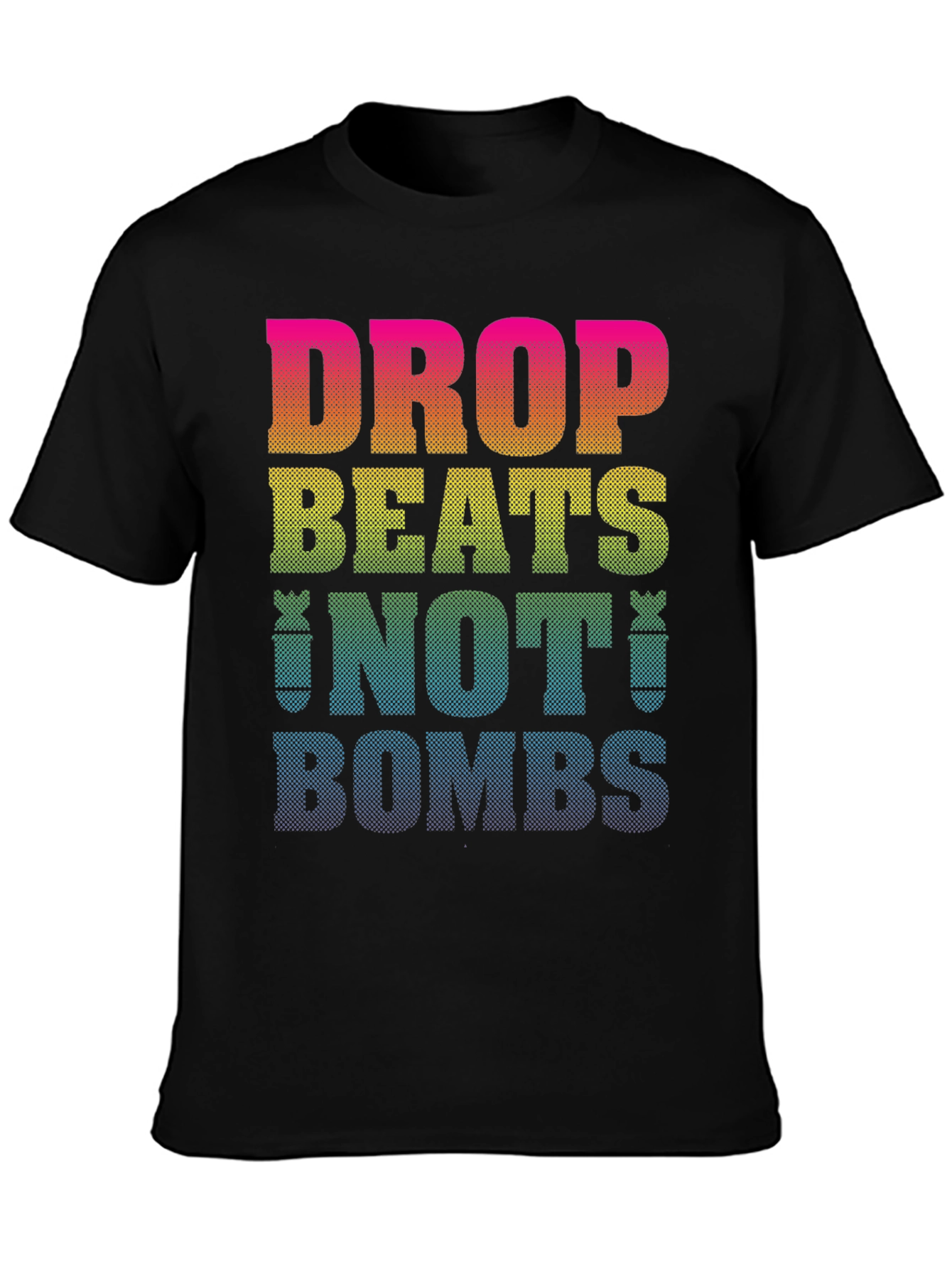 Black Drop Beats Not Bombs Graphic T-Shirt view 3