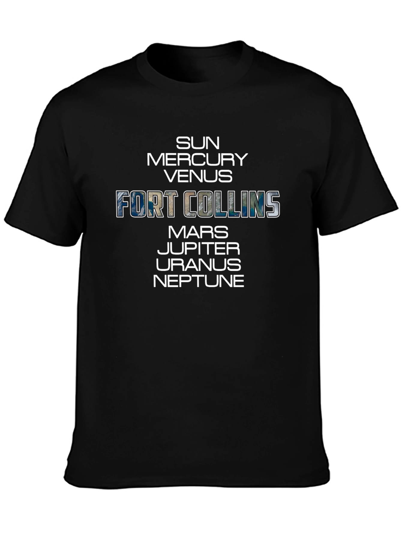 Black Fort Collins Planets Graphic Tee - Black Cotton T-Shirt view 3