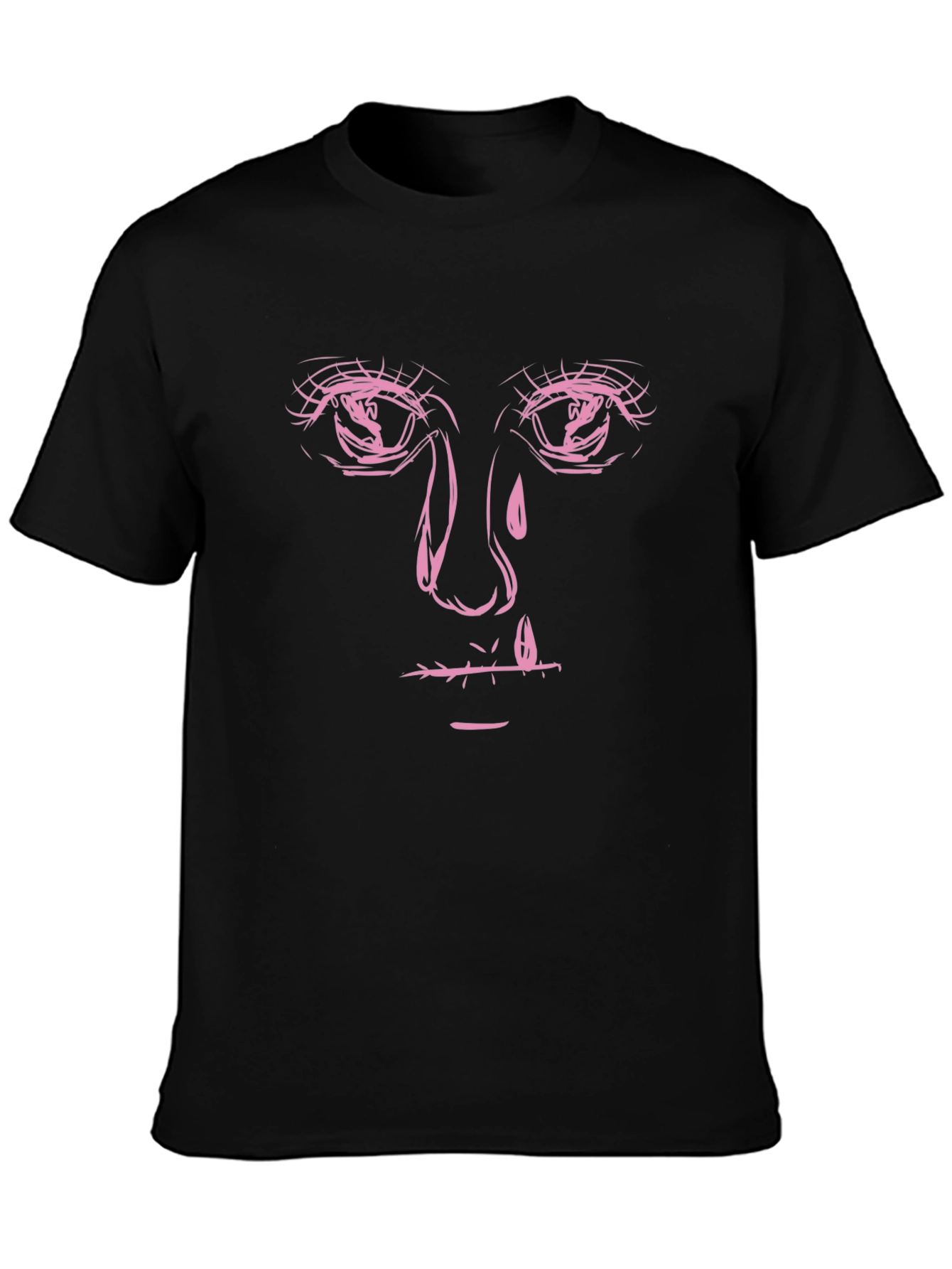 Black Black Graphic Tee with Pink Face Print view 3