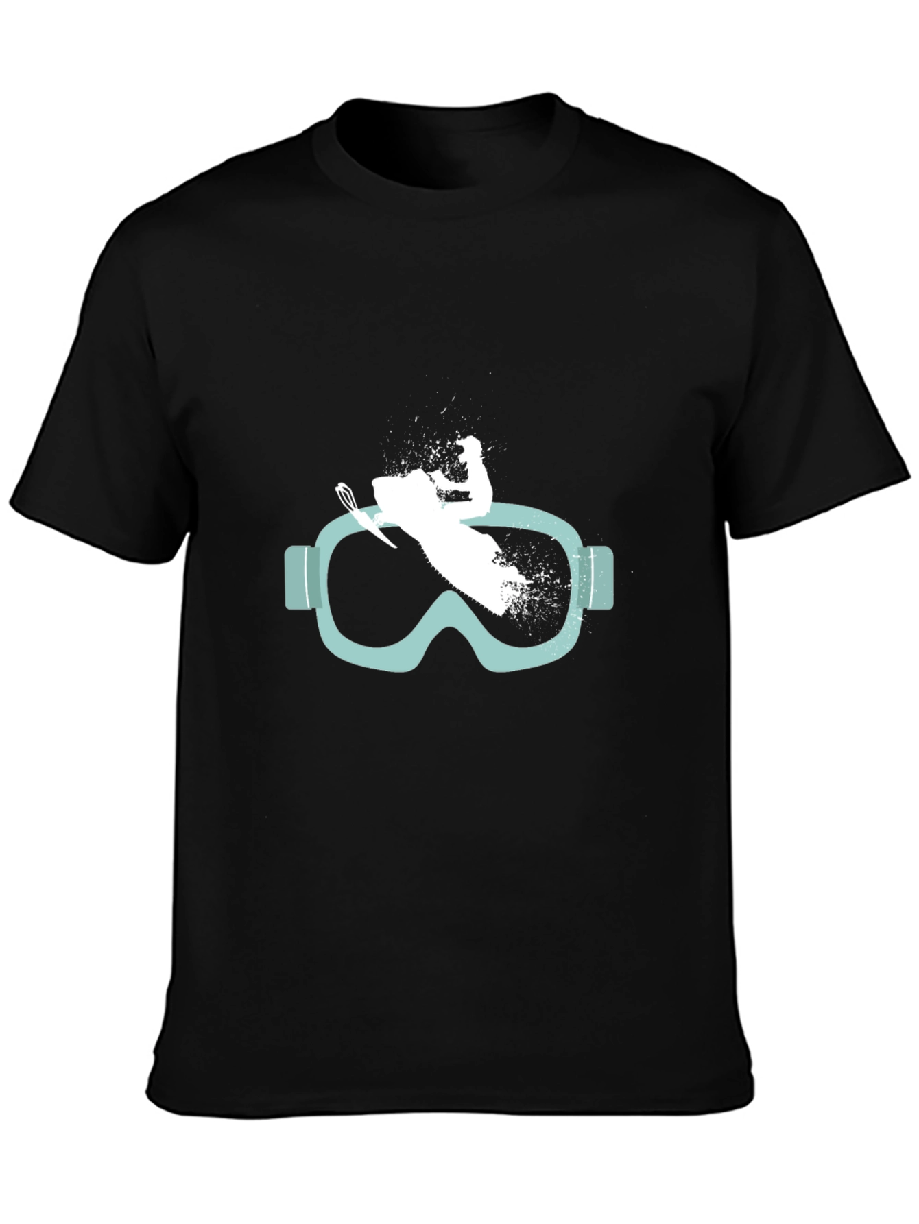 Black Ski Goggles T-Shirt - Stylish Winter Sports Tee view 3
