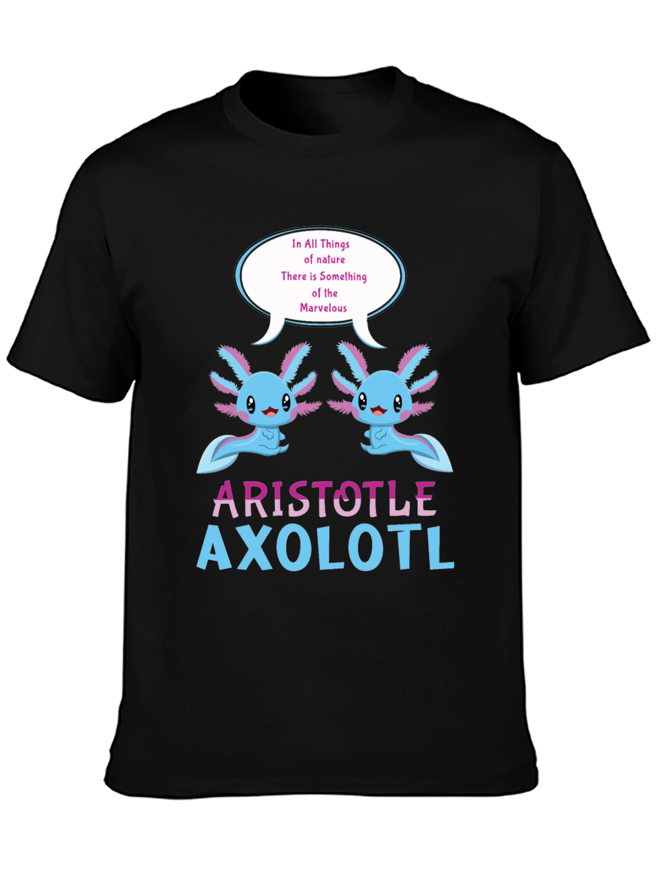 Black Aristotle Axolotl T-Shirt view 3