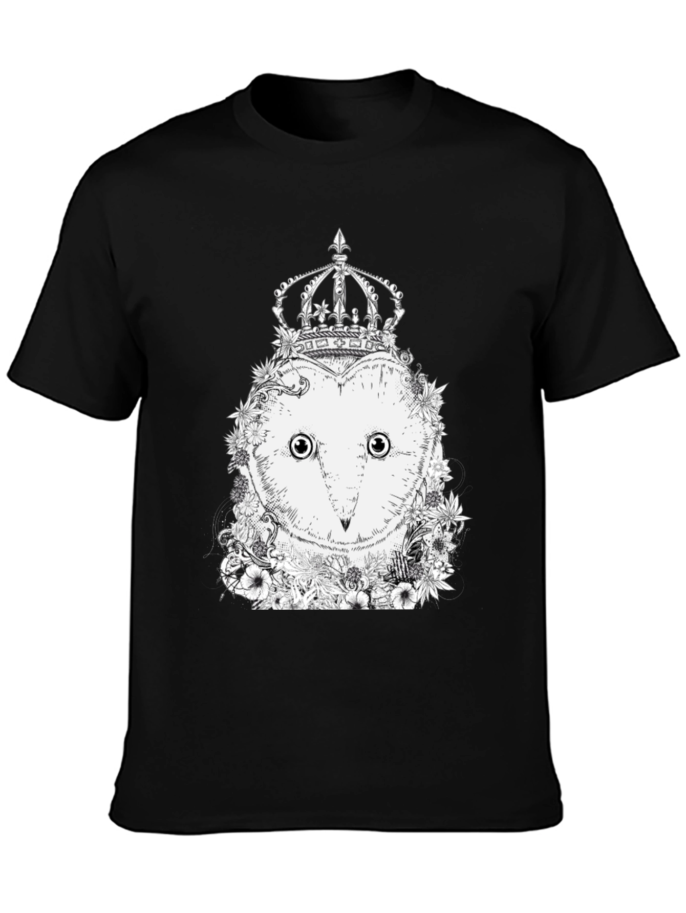 Black Owl Crown Graphic Tee - Unique Design view 3