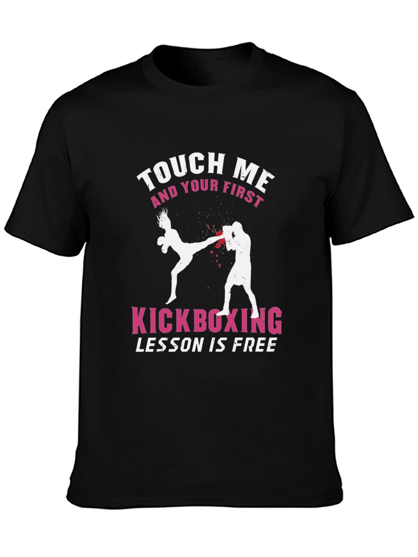 Black Touch Me Kickboxing T-Shirt - Free Lesson Graphic Tee view 3