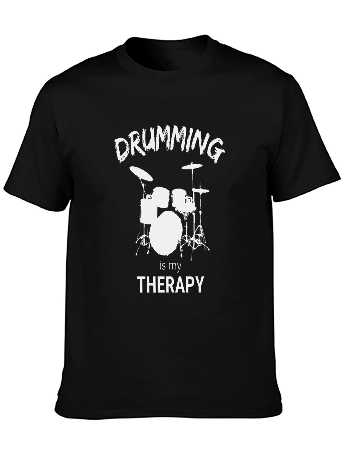 Black Drumming is My Therapy T-Shirt - Black view 3