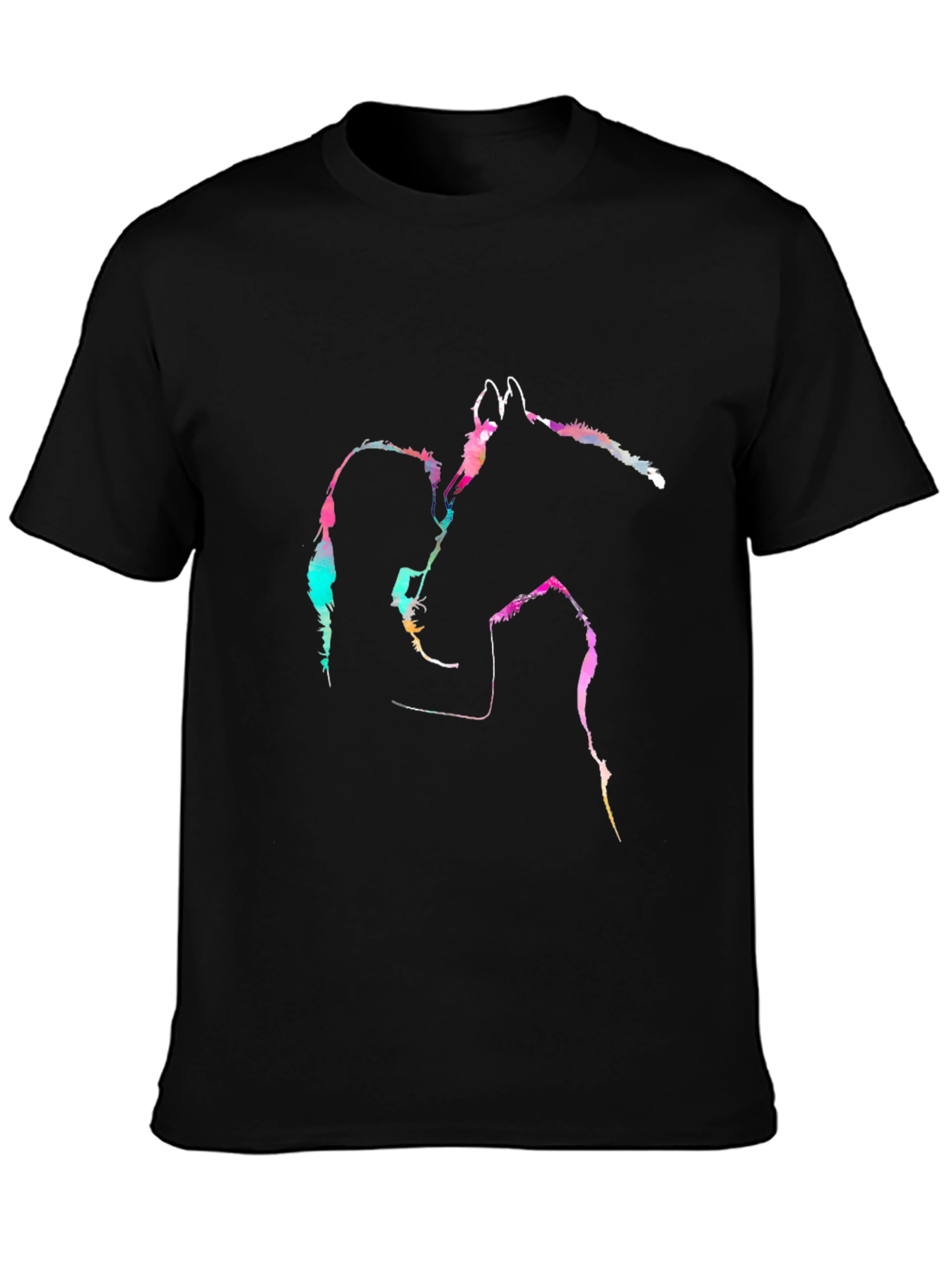 Black Horse and Girl Graphic Tee - Unisex Soft Cotton Blend view 3