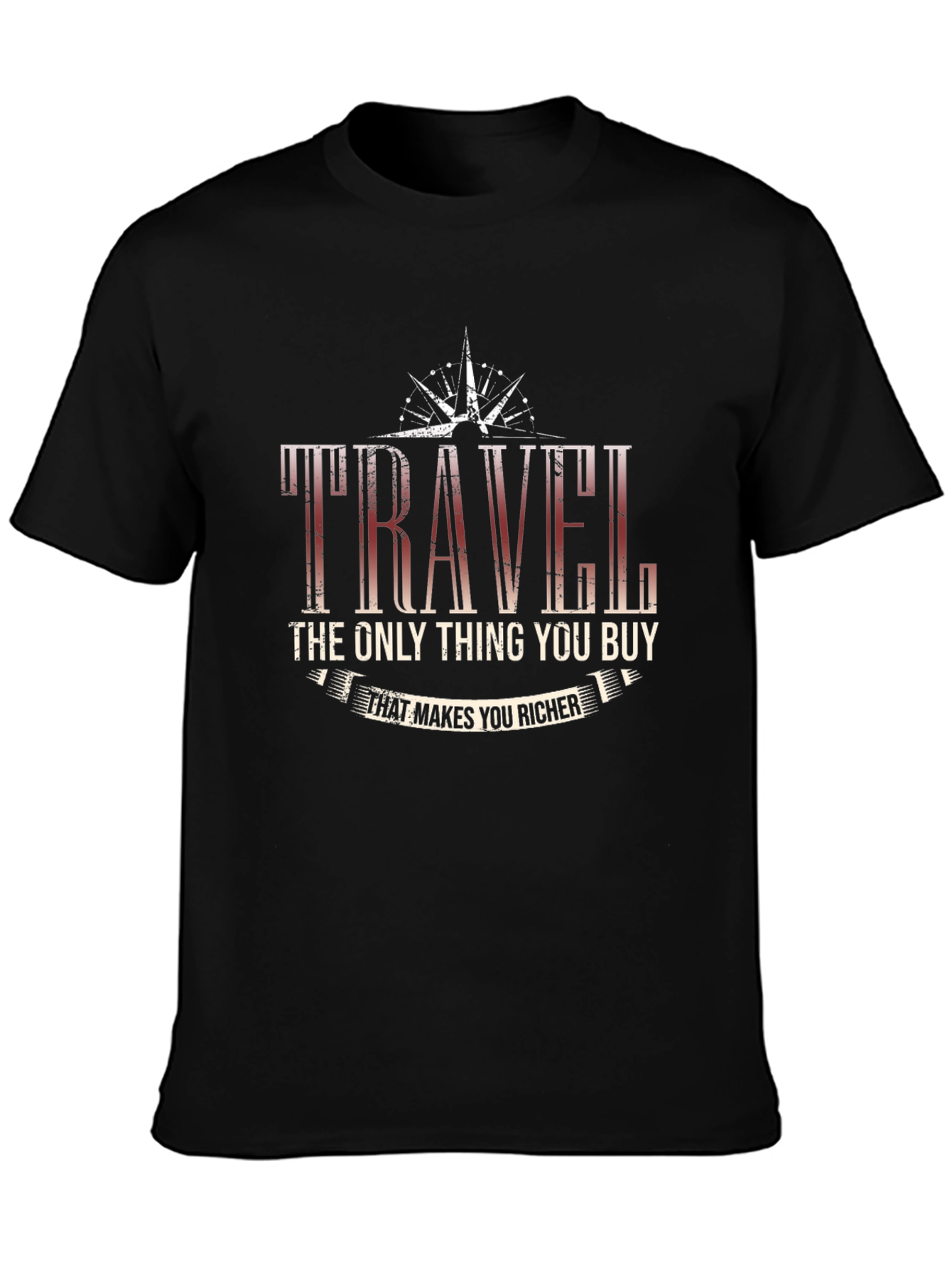 Black Travel Makes You Richer Graphic Tee view 3