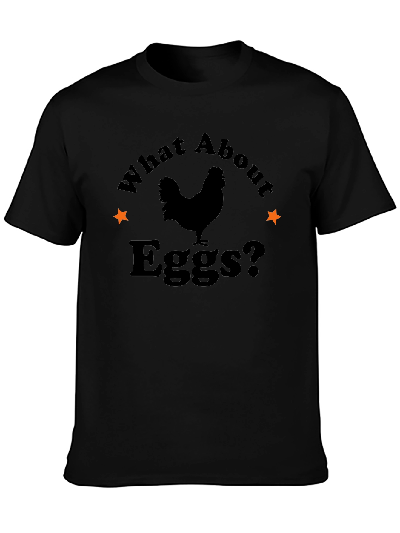 Black What About Eggs? Graphic Tee - Novelty T-Shirt view 3