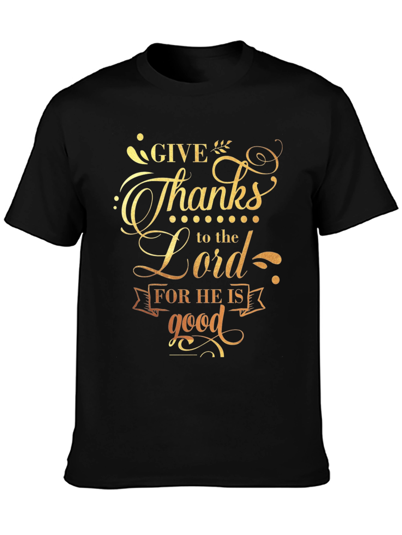 Black Give Thanks to the Lord Black Graphic T-Shirt view 3