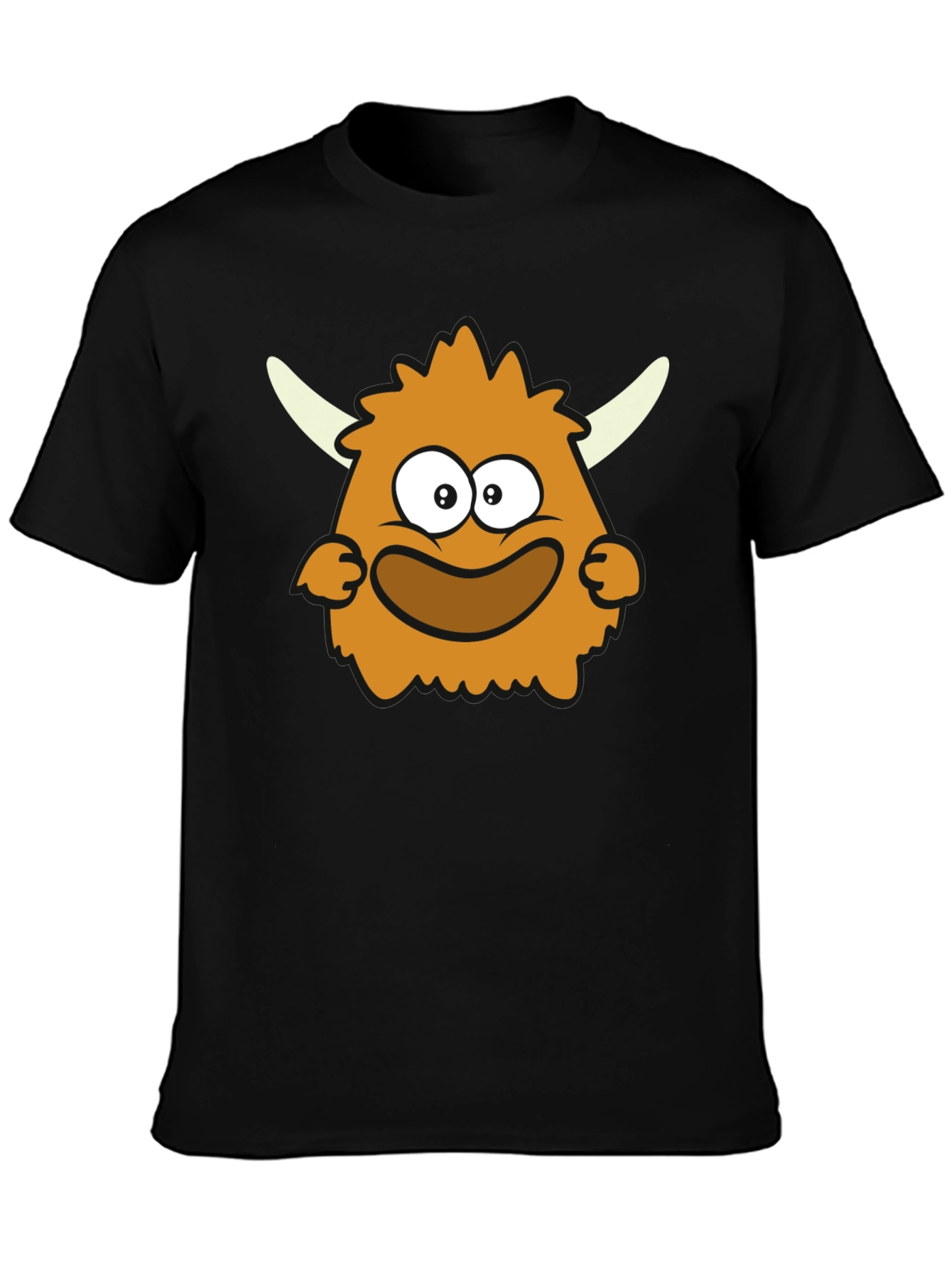 Black Funny Monster Graphic Print Black Tee view 3