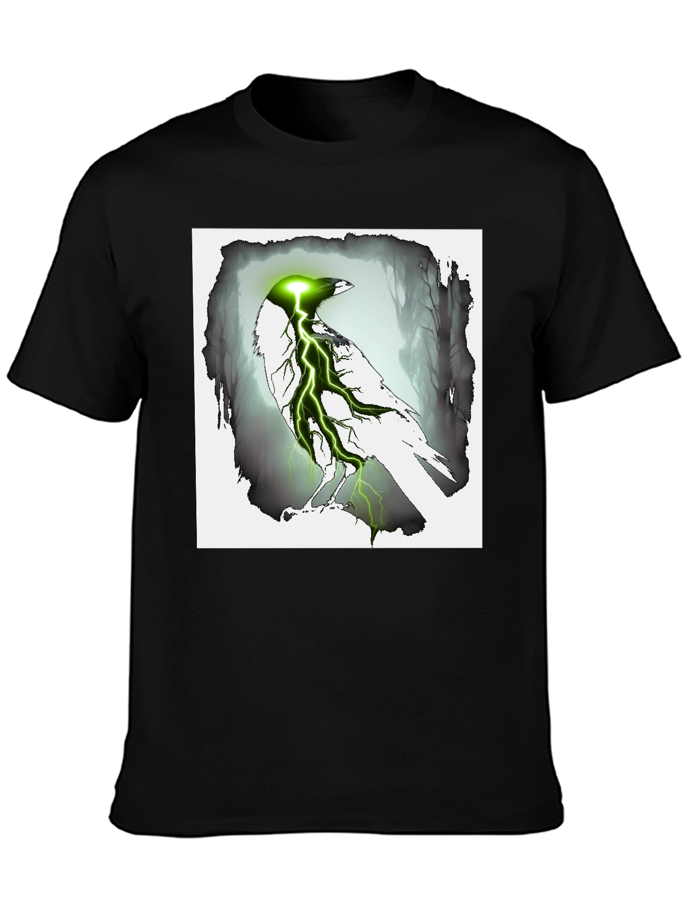 Black Electric Raven Graphic Tee - Dark Fantasy Style view 3