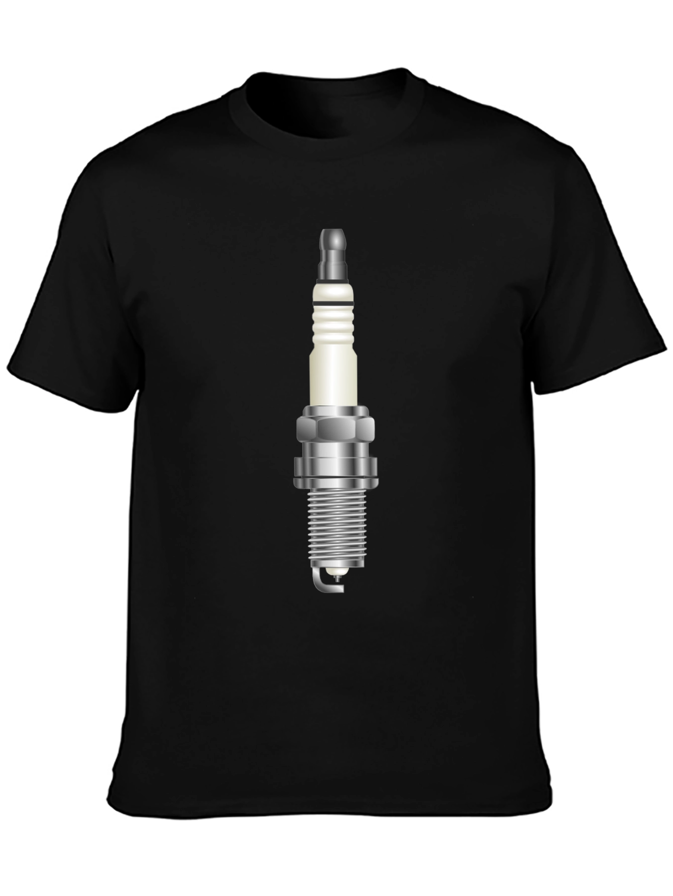 Black Spark Plug Graphic Tee - Black Cotton Blend view 3