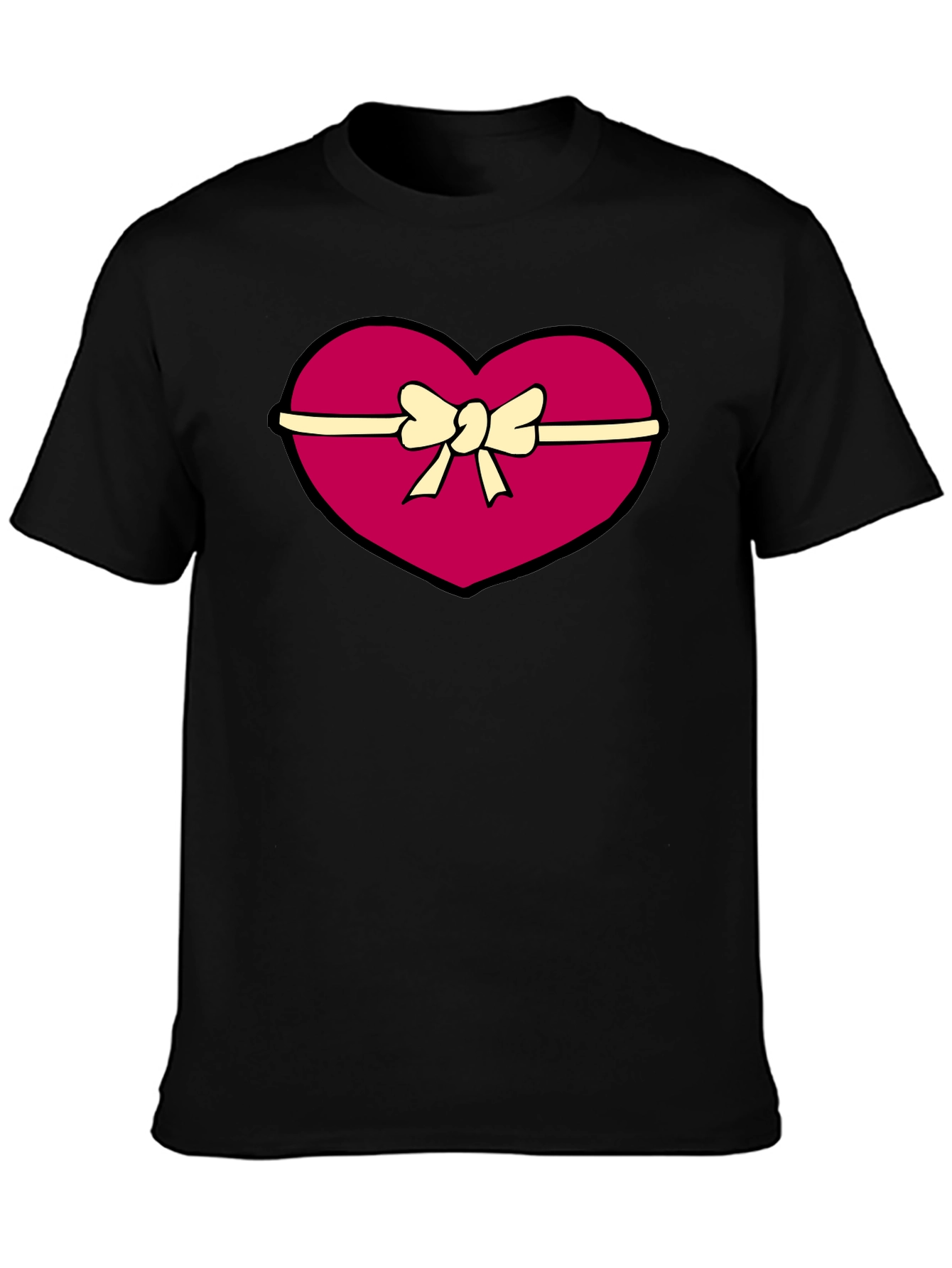 Black Heart Gift Box Graphic Tee - Valentine's Day Apparel view 3