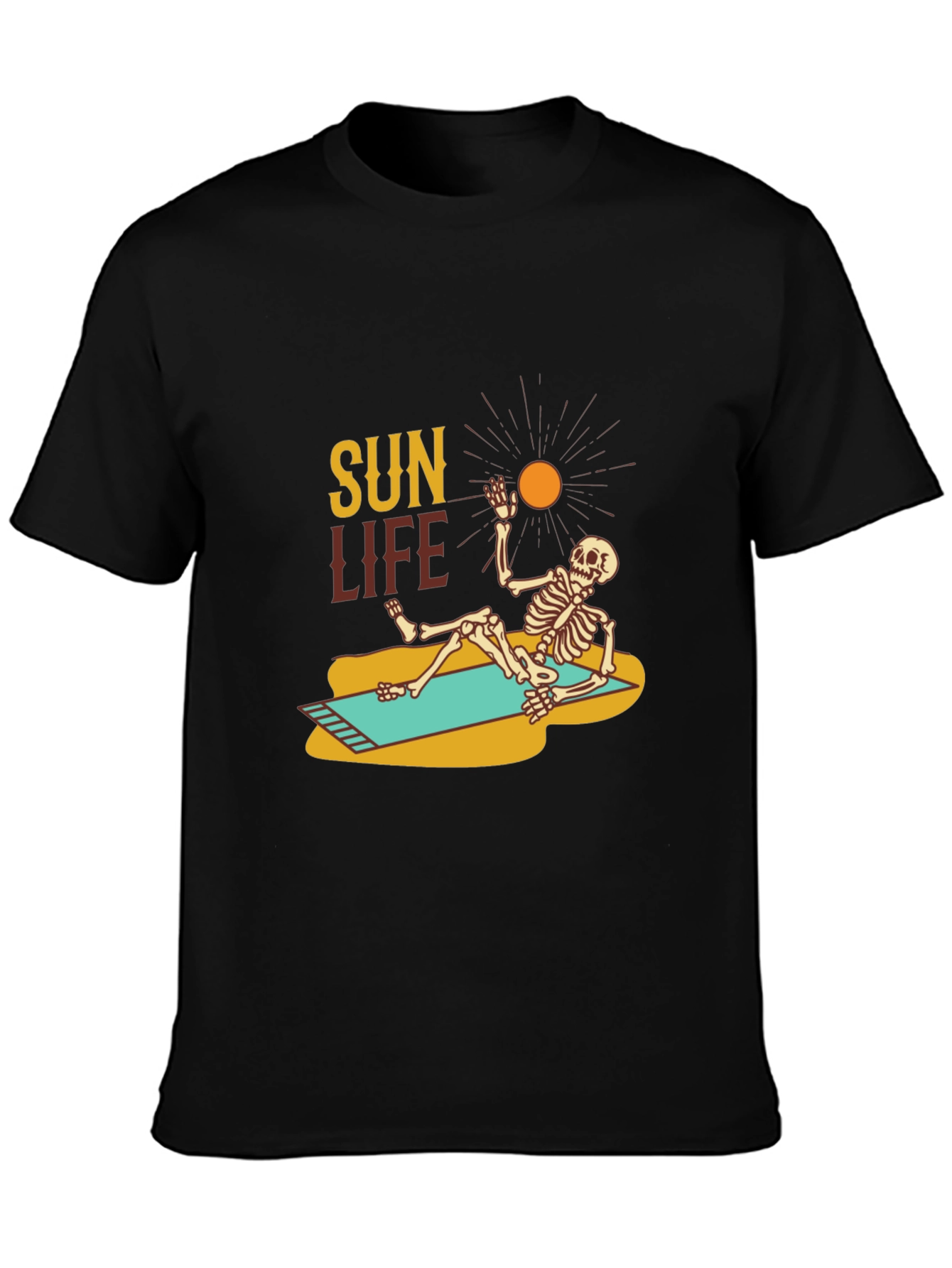 Black Sun Life Skeleton T-Shirt - Relaxed Beach Vibes view 3