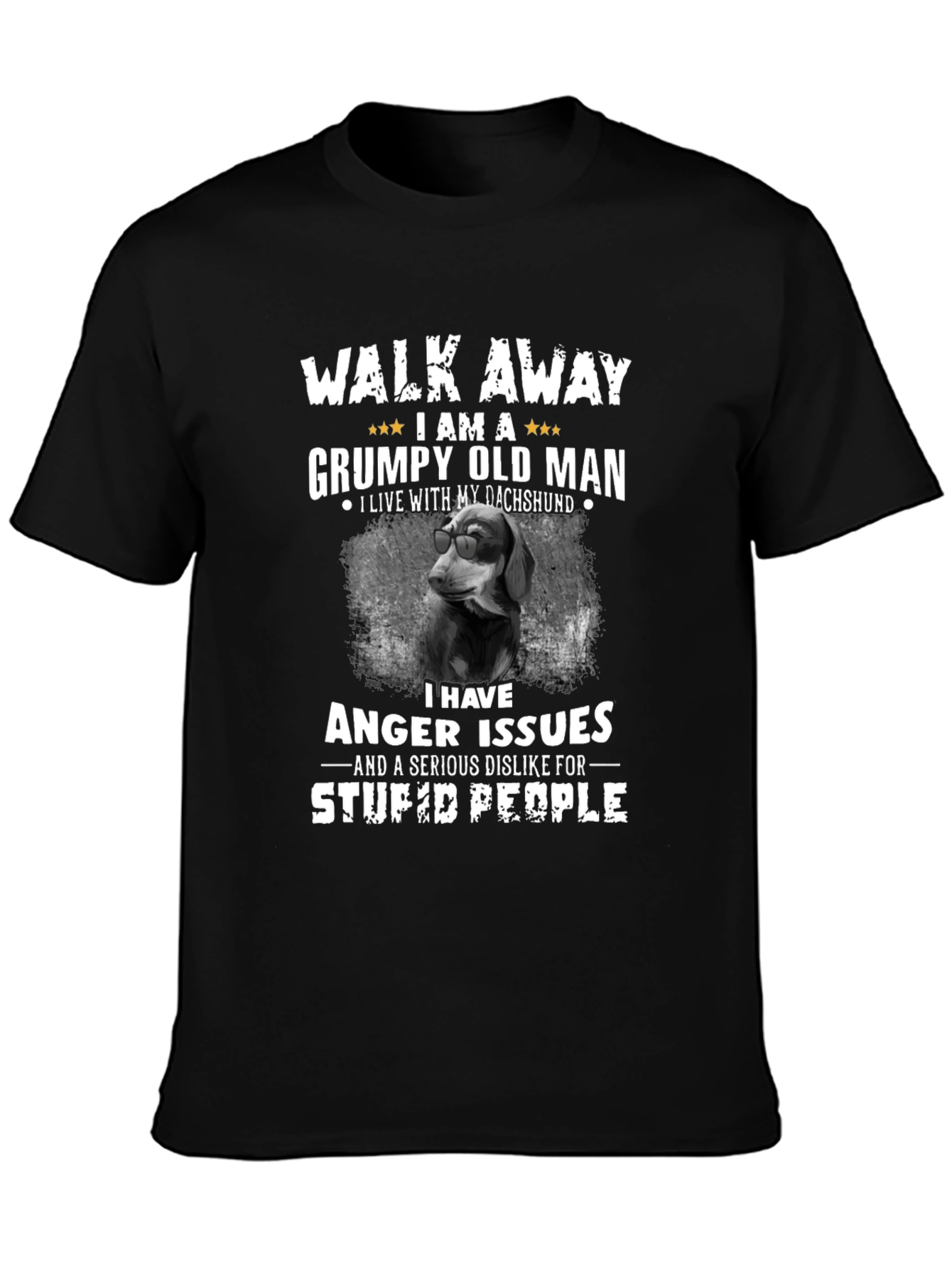Black Grumpy Old Man Dachshund T-Shirt view 3