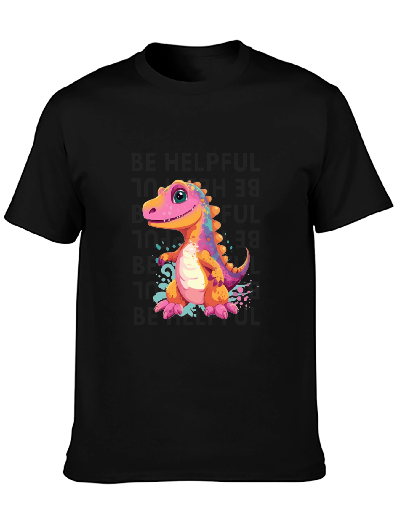 Black Dino T-Shirt - Cute Cartoon Dinosaur Design view 3