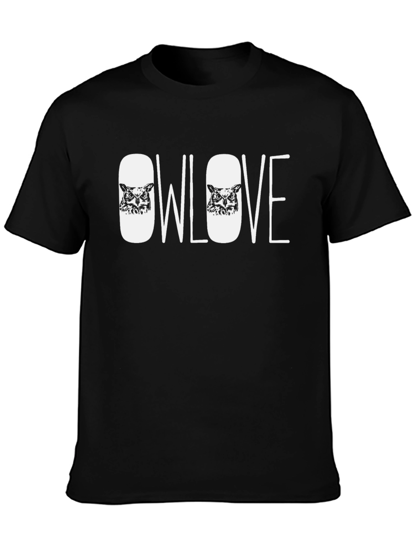 Black Owl Love Graphic Tee - Black Cotton Blend view 3