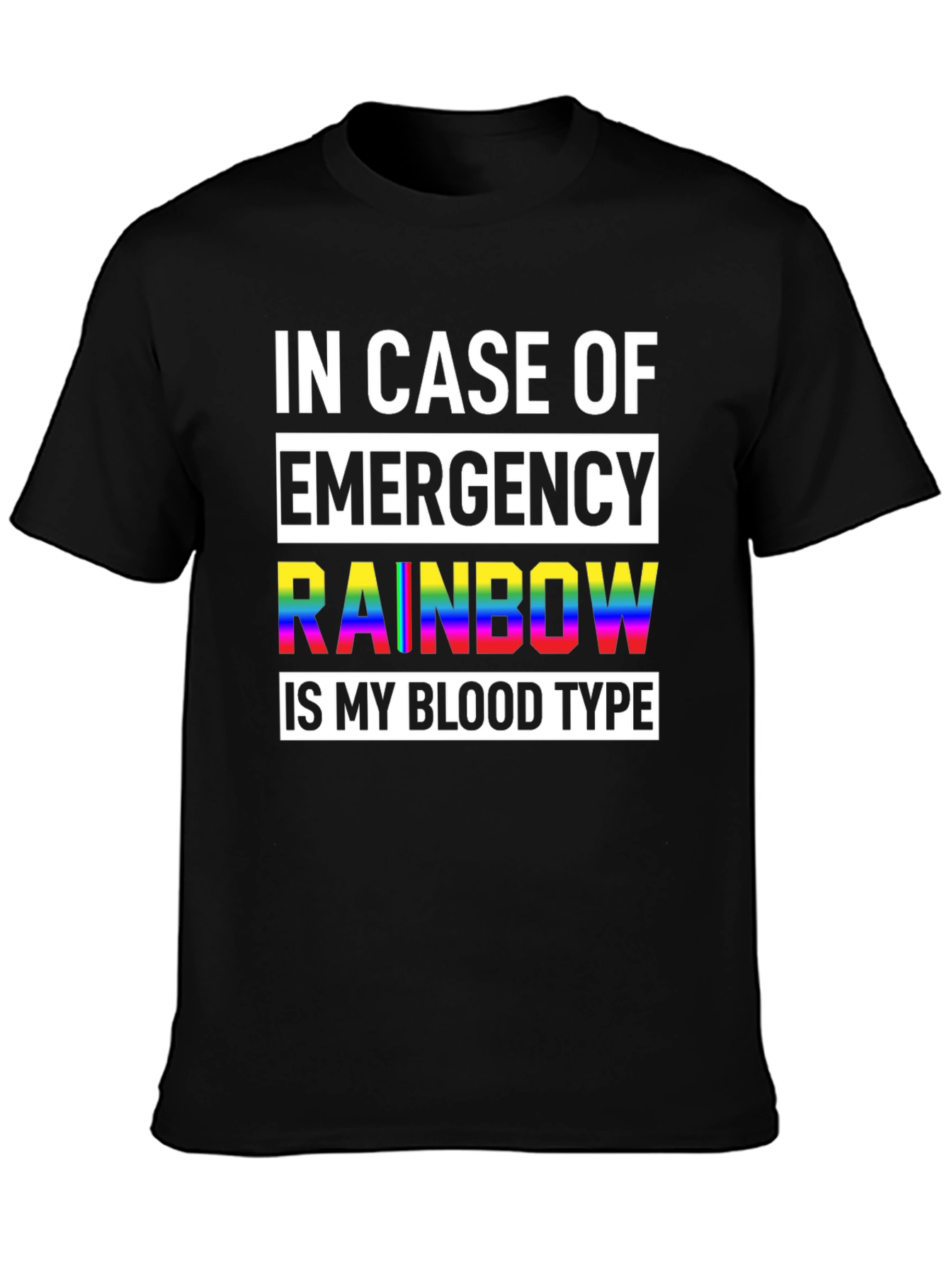 Black Rainbow Blood Type Graphic Tee - Unisex Black T-Shirt view 3