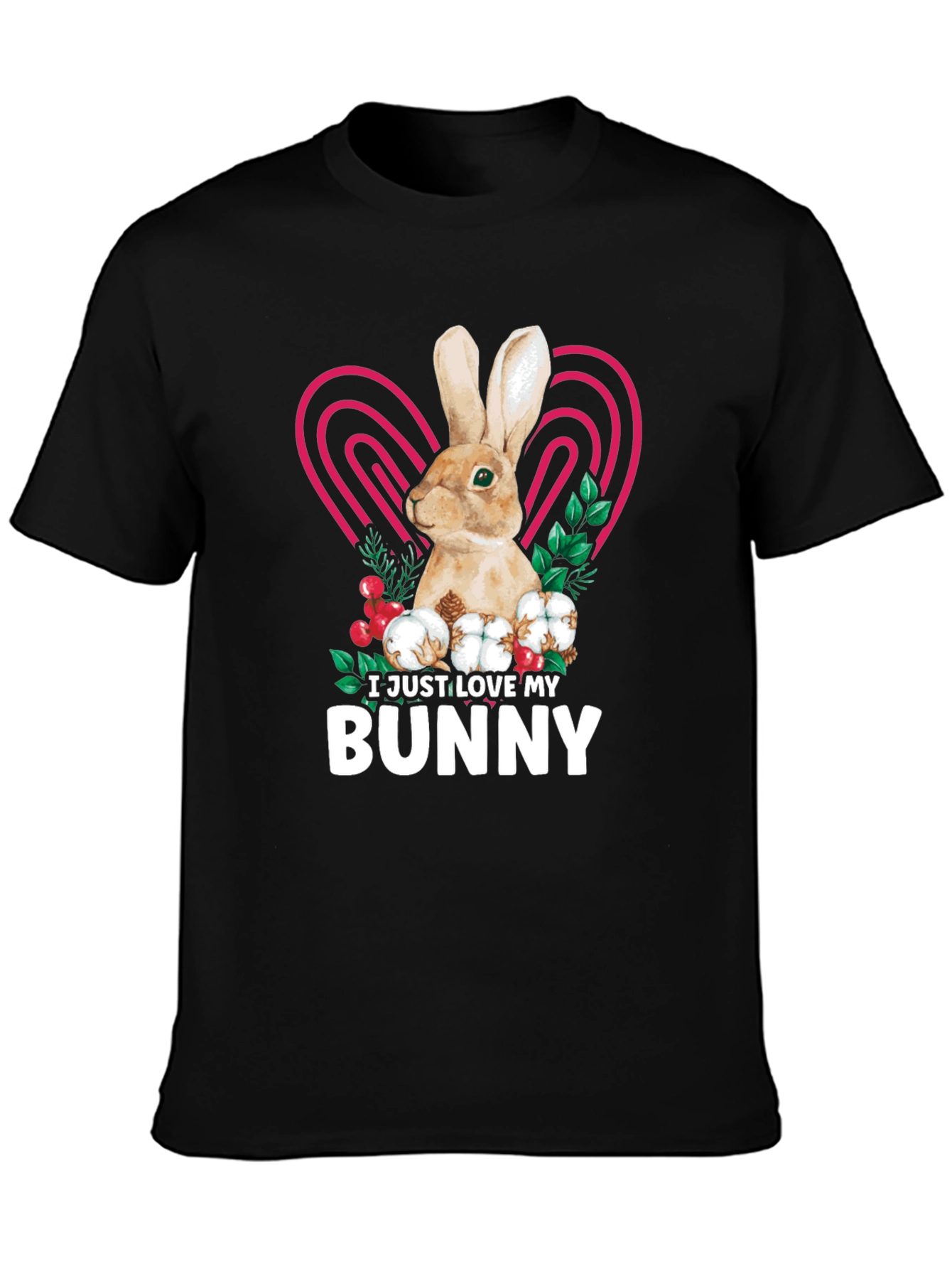 Black I Love My Bunny T-Shirt - Cute Rabbit Tee view 3
