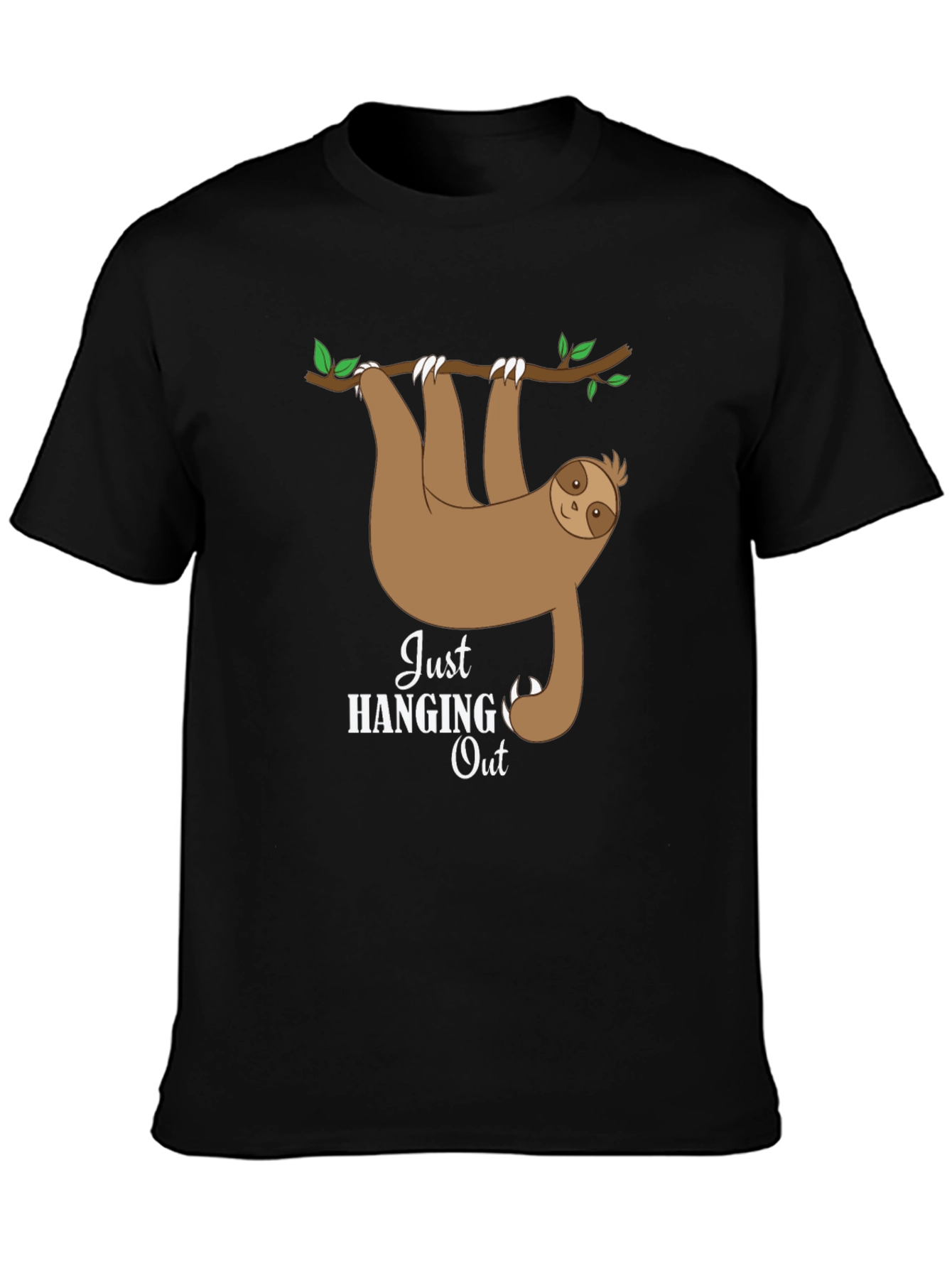 Black Hanging Sloth Graphic Tee - Just Hanging Out T-Shirt view 3