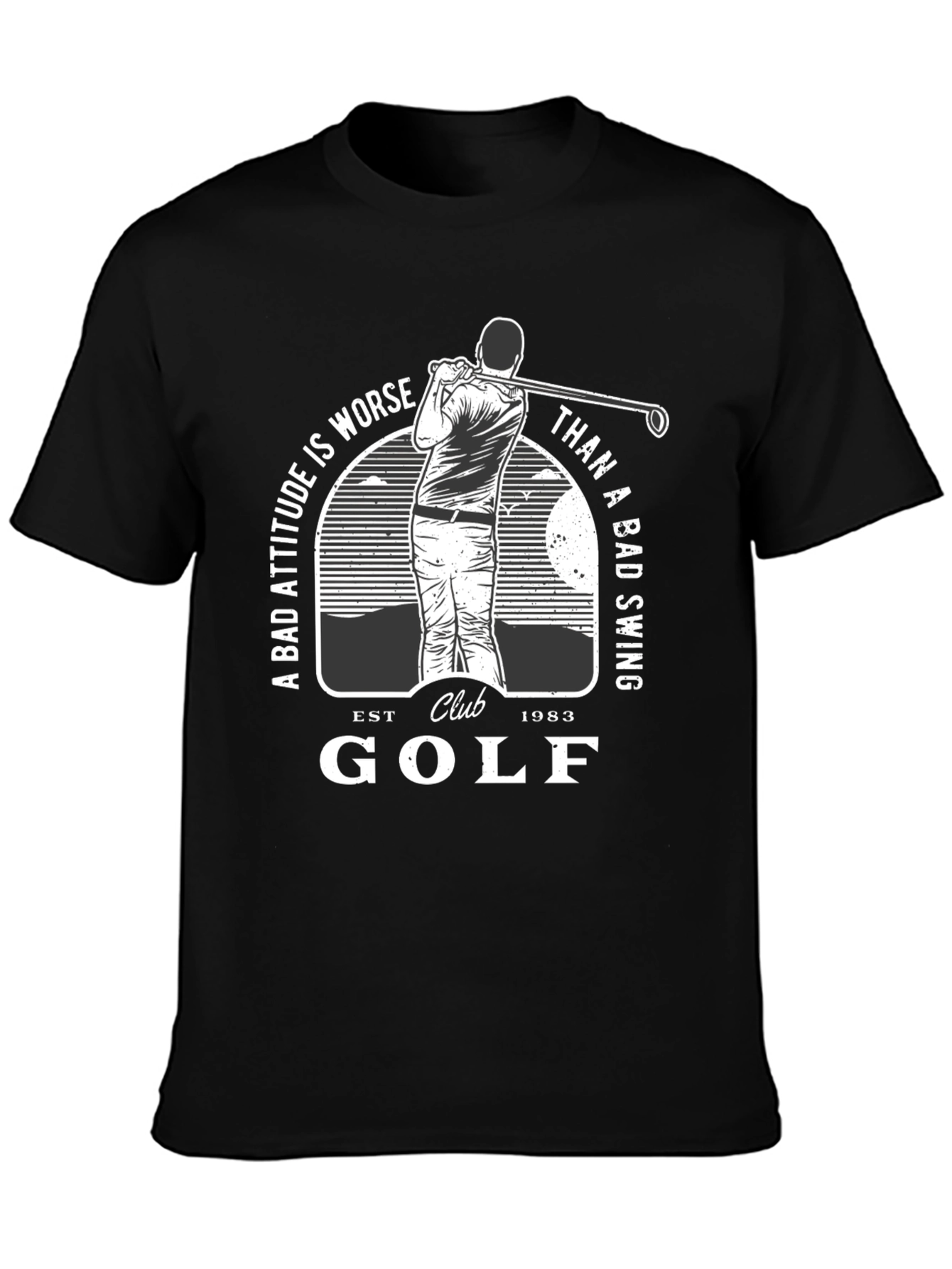 Black Golf Club Black T-Shirt - Bad Attitude Worse Than Bad Swing view 3